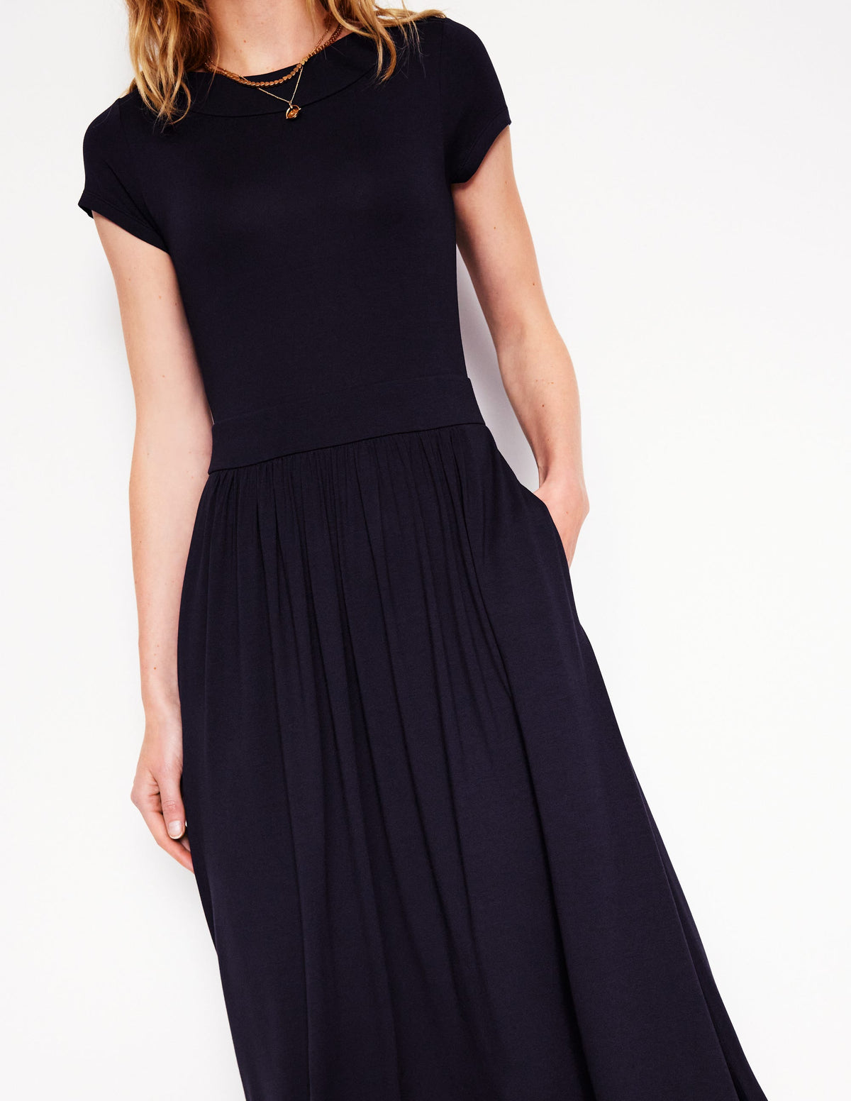 Melanie Jersey-Midikleid-Marineblaue - Image 2