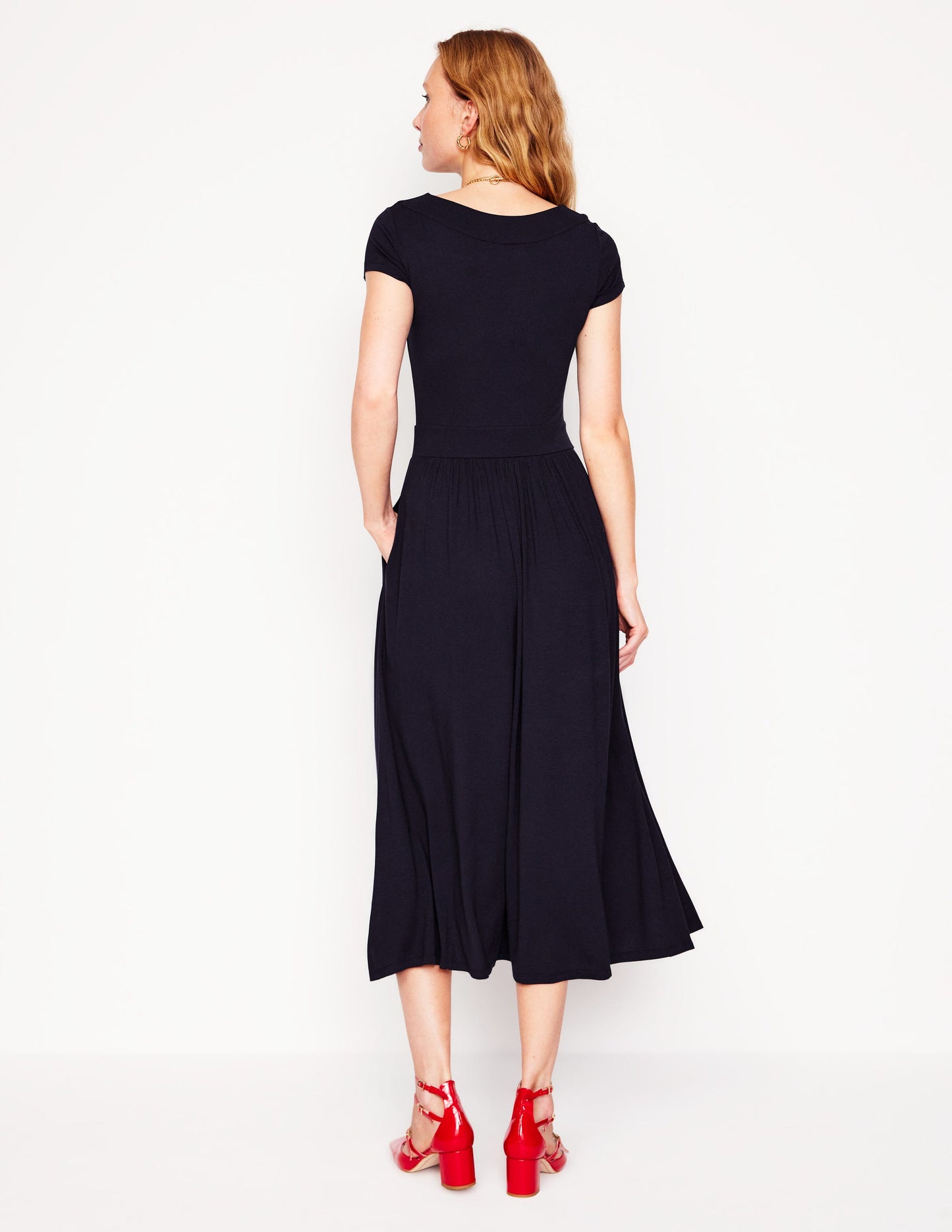 Melanie Jersey Midi Dress-Navy