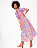 Robe midi Lillian en coton-Rose craie, cascade de cerises
