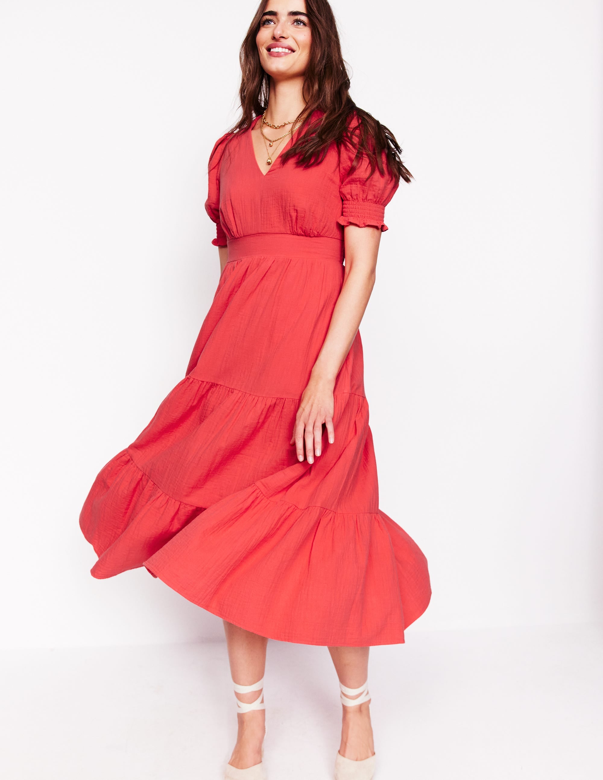 Anna Doppeltuch-Midikleid-Marmeladenrot - Image 1