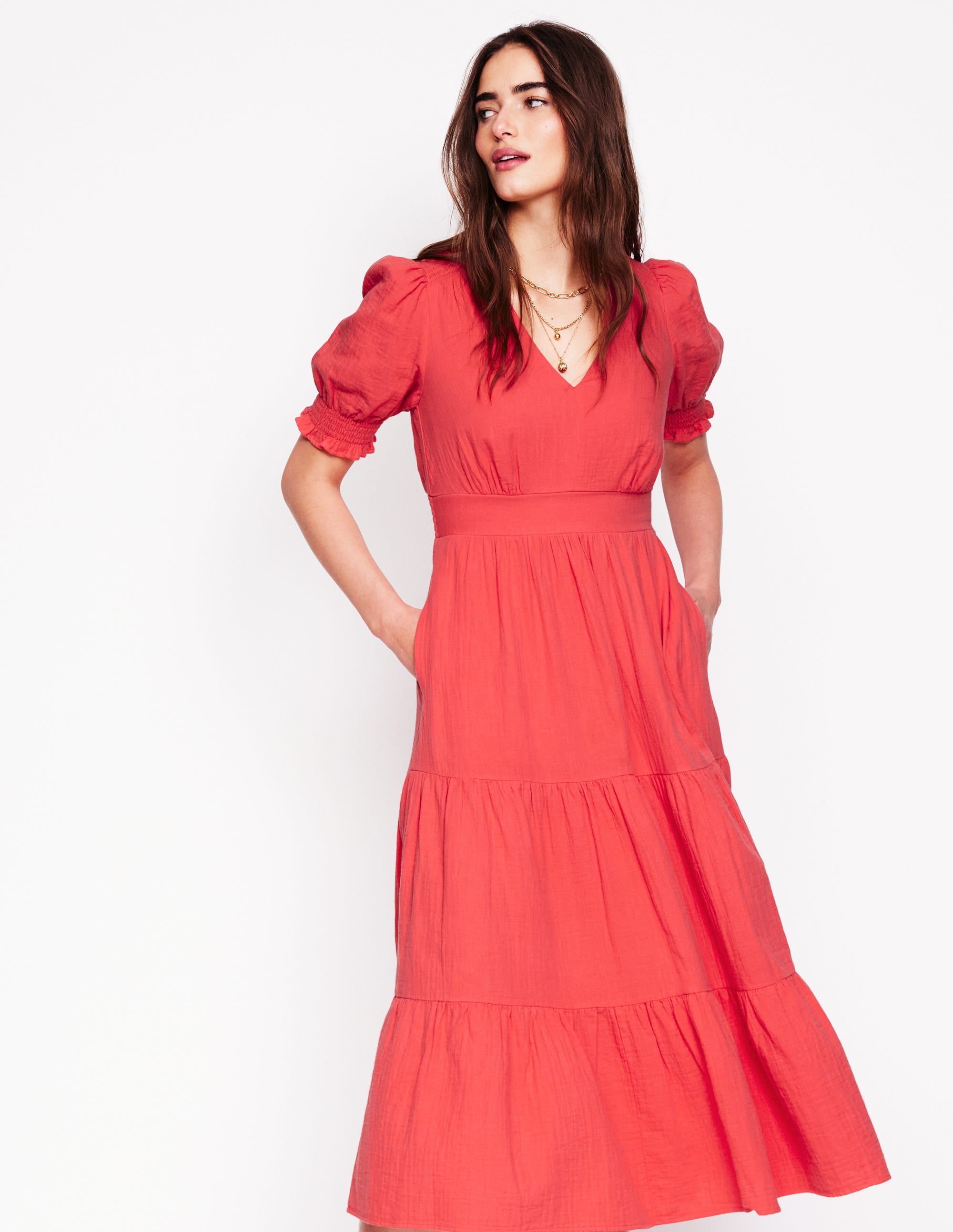 Anna Doppeltuch-Midikleid-Marmeladenrot - Image 4