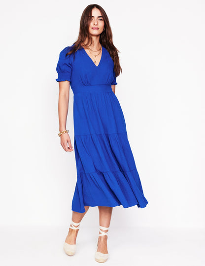 Robe midi Anna double-étoffe-Bleu vif