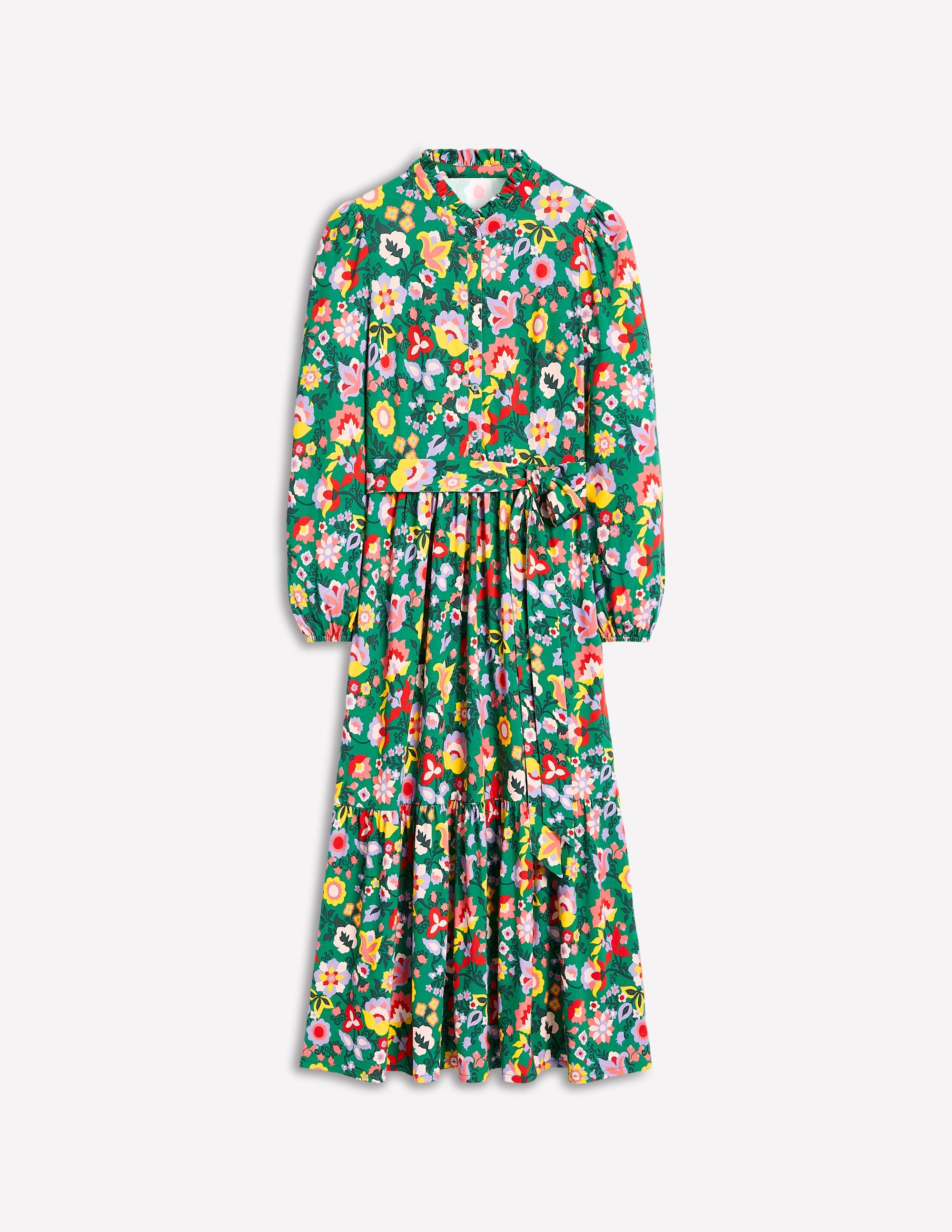 Robe Willow à volants en jersey-Vert pelouse, motif Flourishing Vine - Image 6