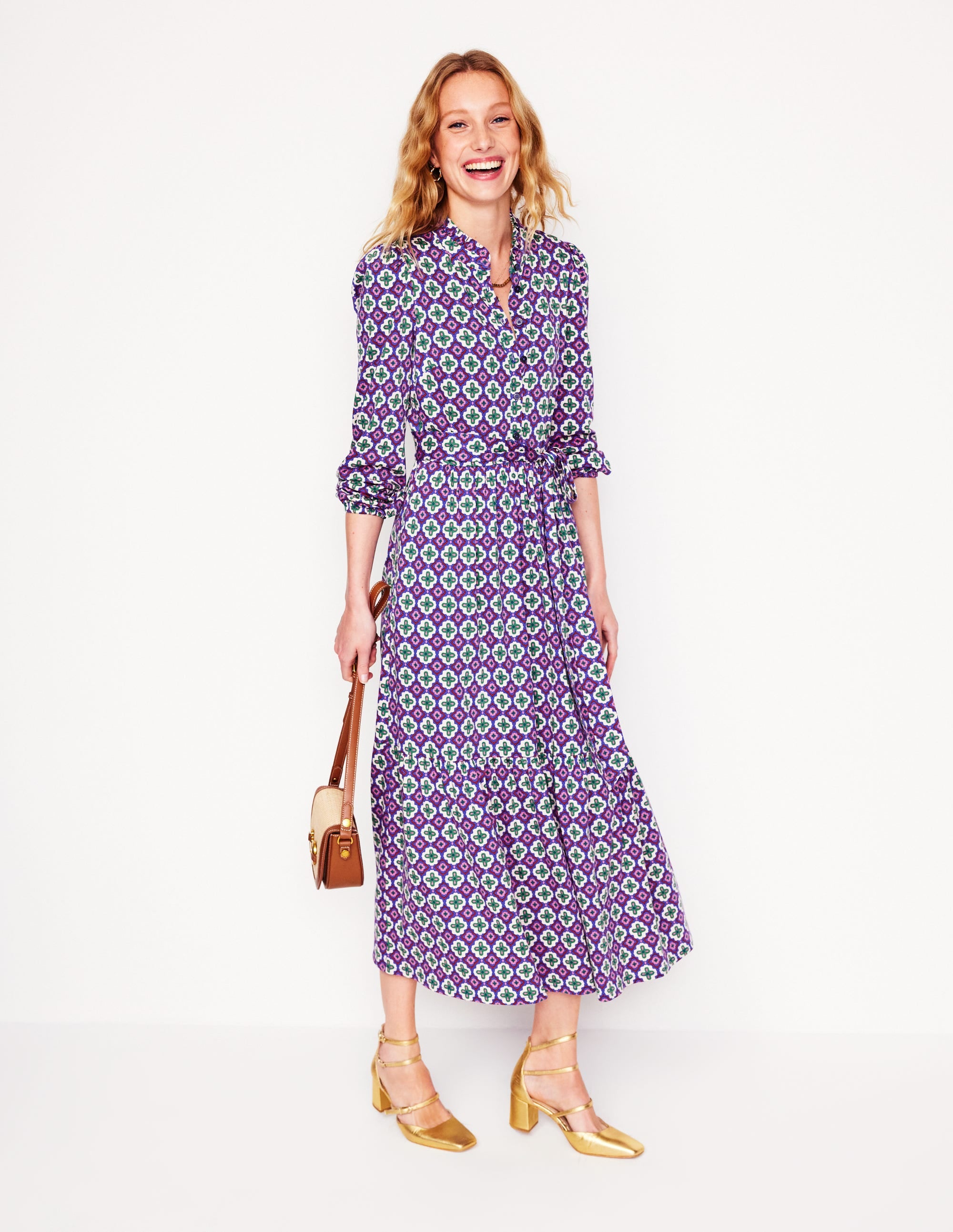 Willow Gestuftes Jerseykleid-Bunt, Marokkanischer Diamant - Image 4