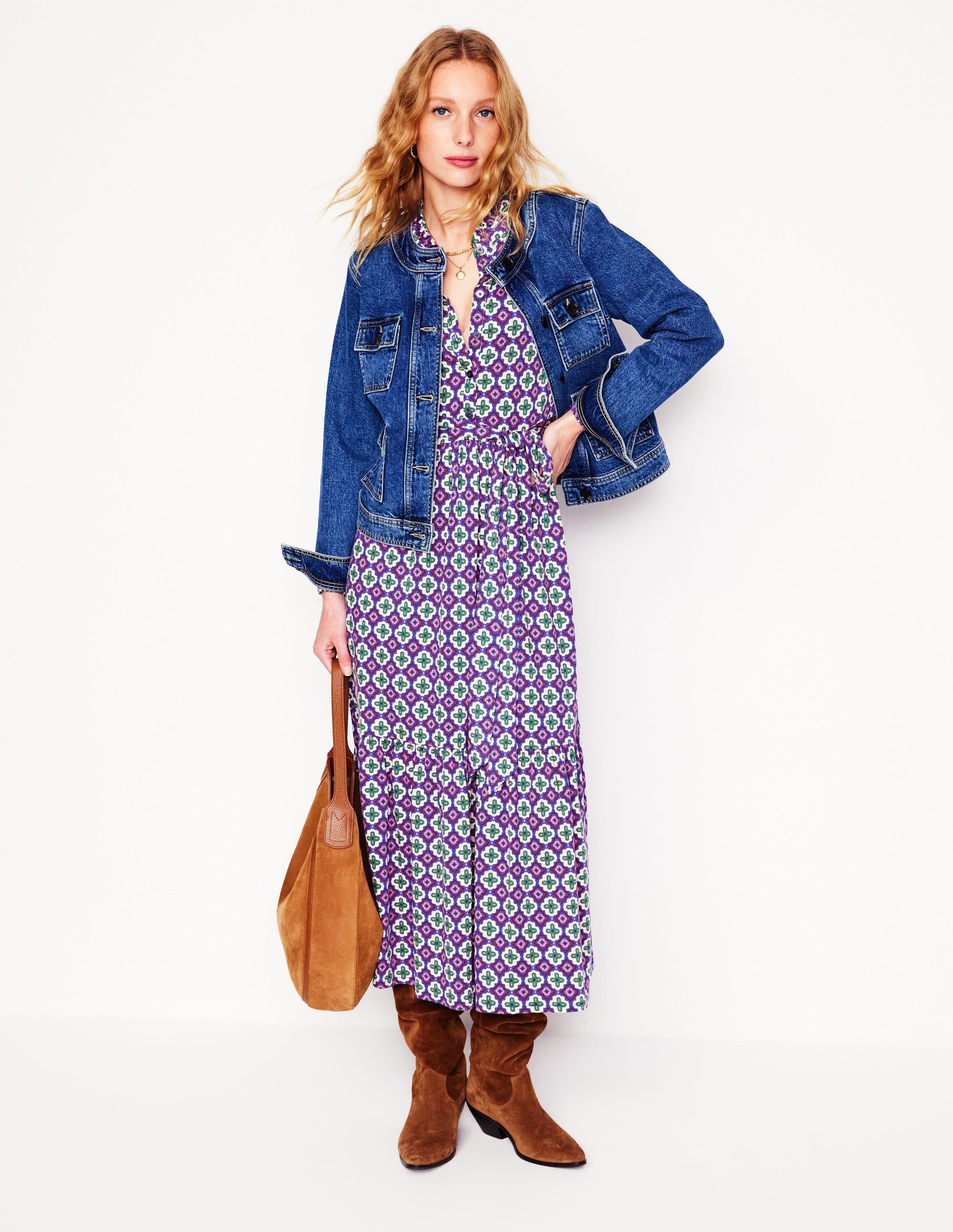 Willow Gestuftes Jerseykleid-Bunt, Marokkanischer Diamant - Image 5