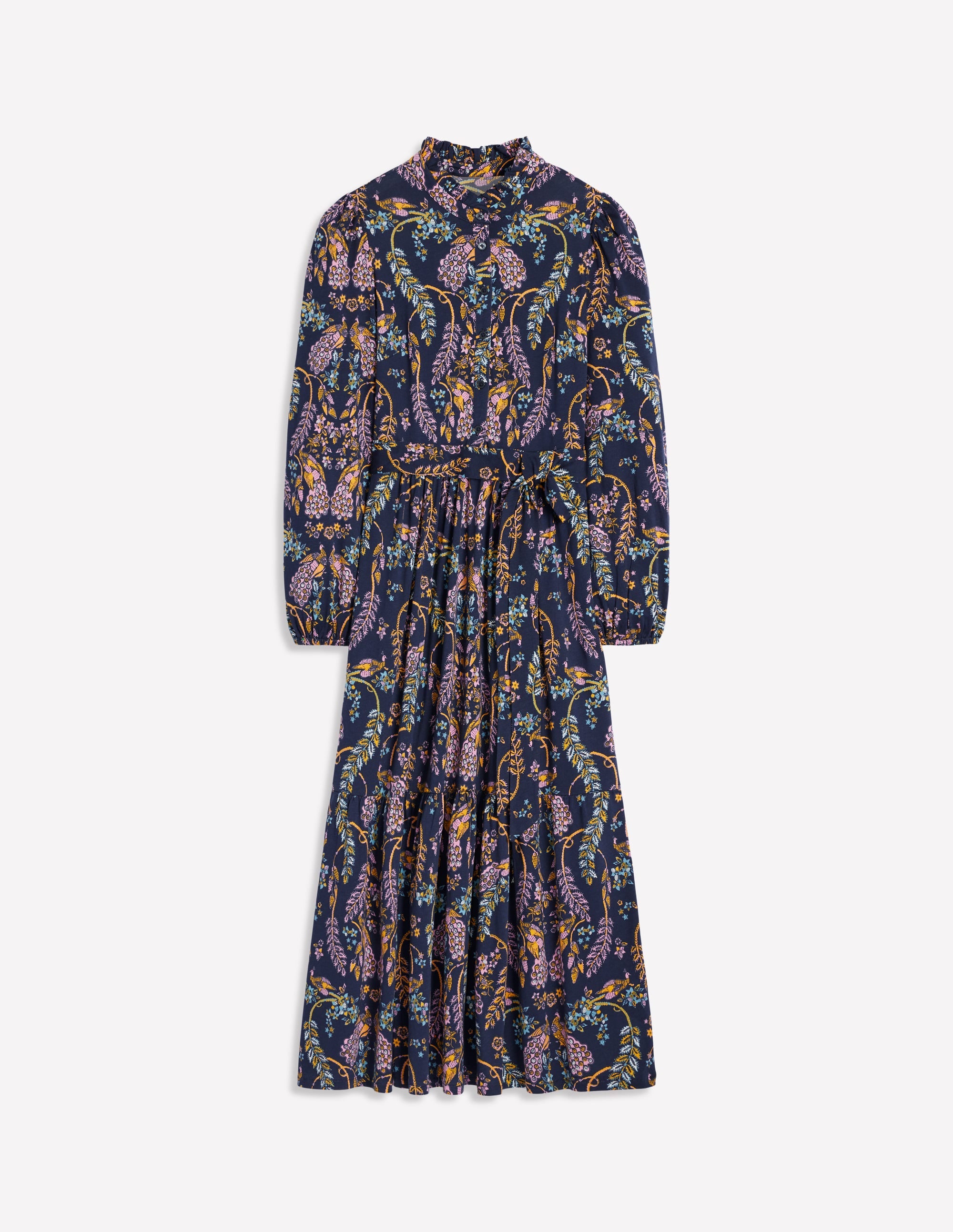Willow Gestuftes Jerseykleid-Französisches Marineblau, Bezaubernder Pfau - Image 6