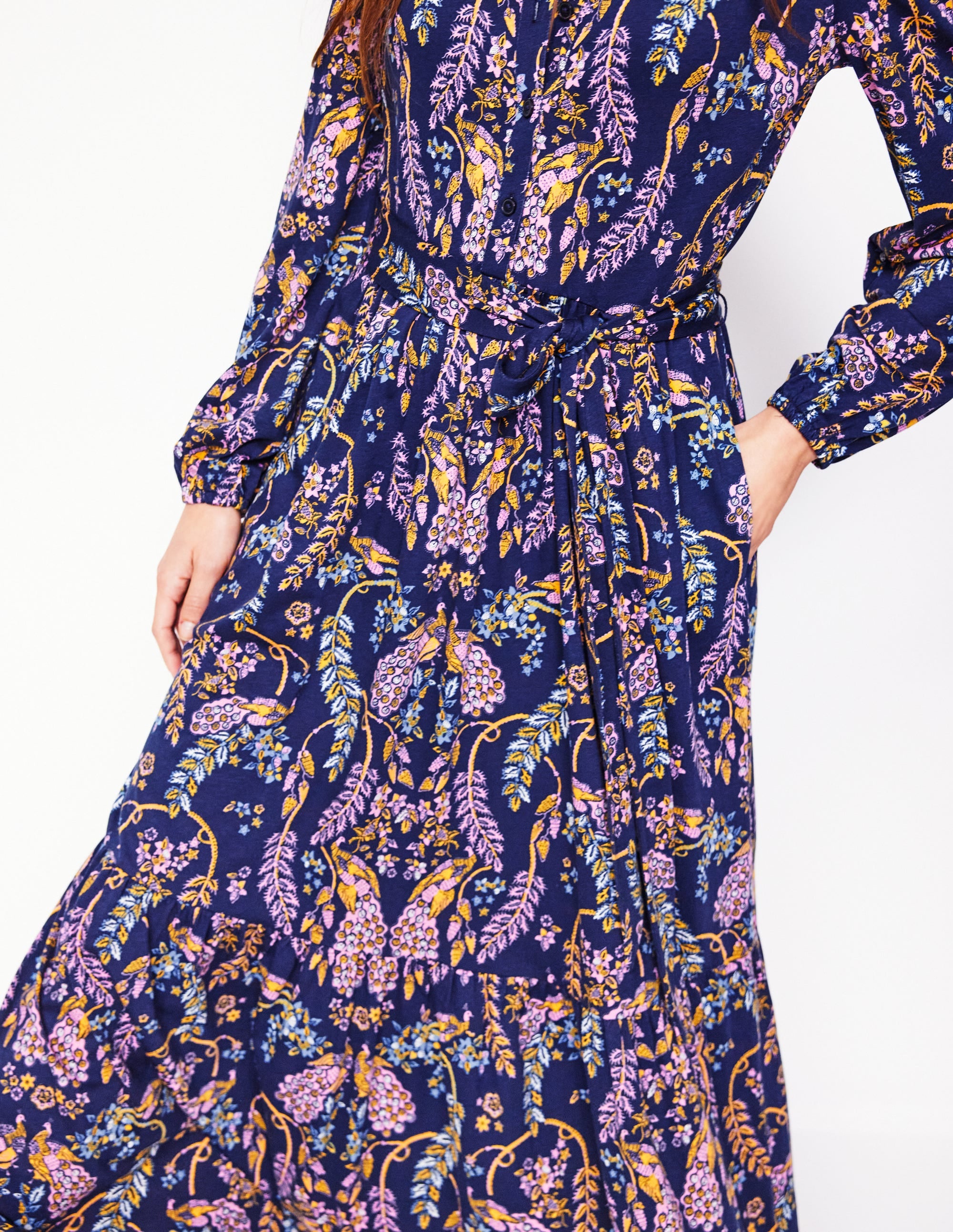 Willow Gestuftes Jerseykleid-Französisches Marineblau, Bezaubernder Pfau - Image 2