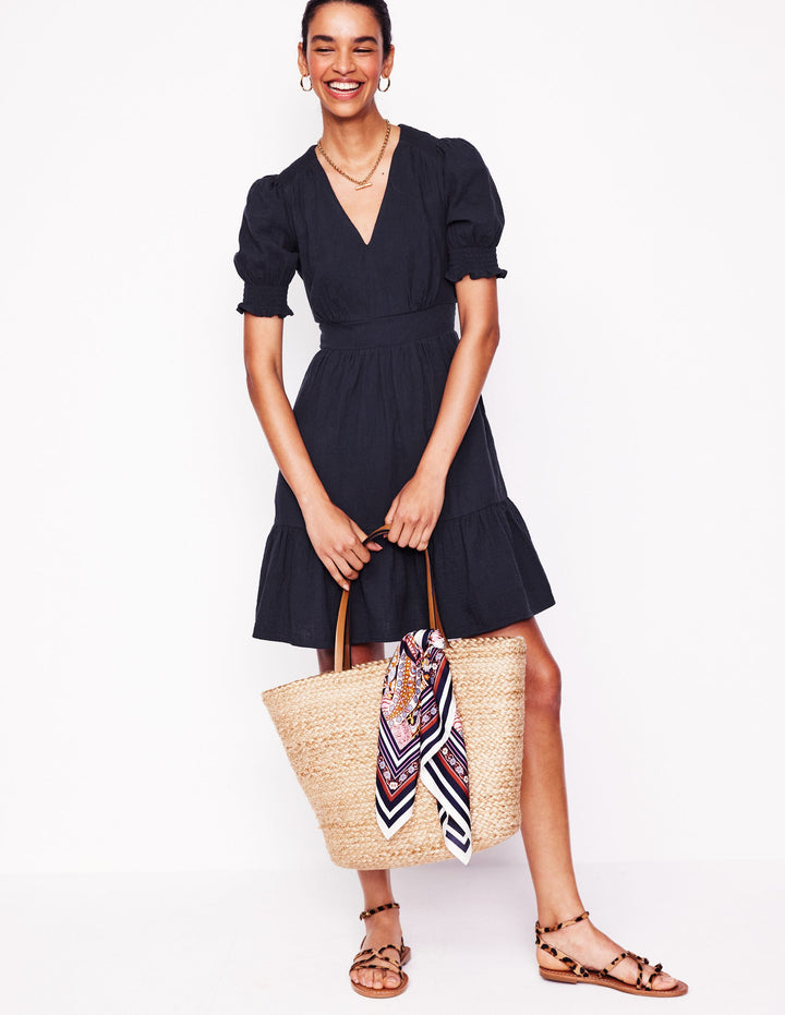 Anna Kurzes Doppeltuch-Kleid-Marine