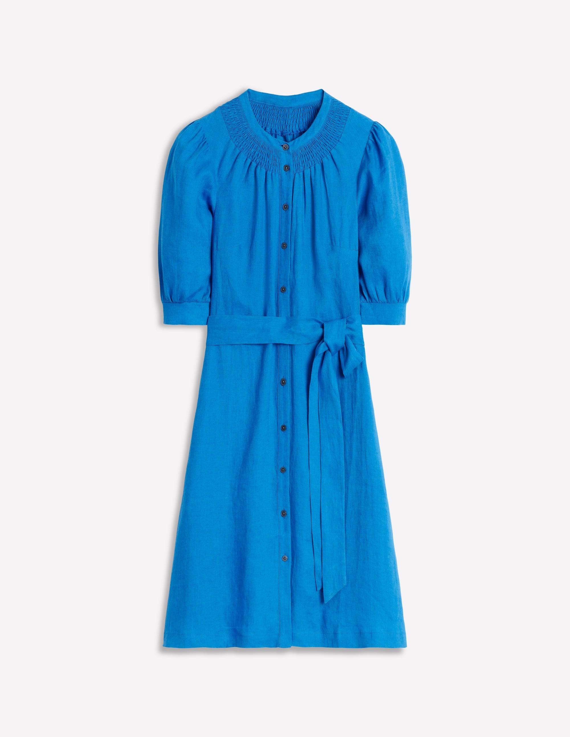 Ada Kurzes Leinenkleid-Himmelblau - Image 5