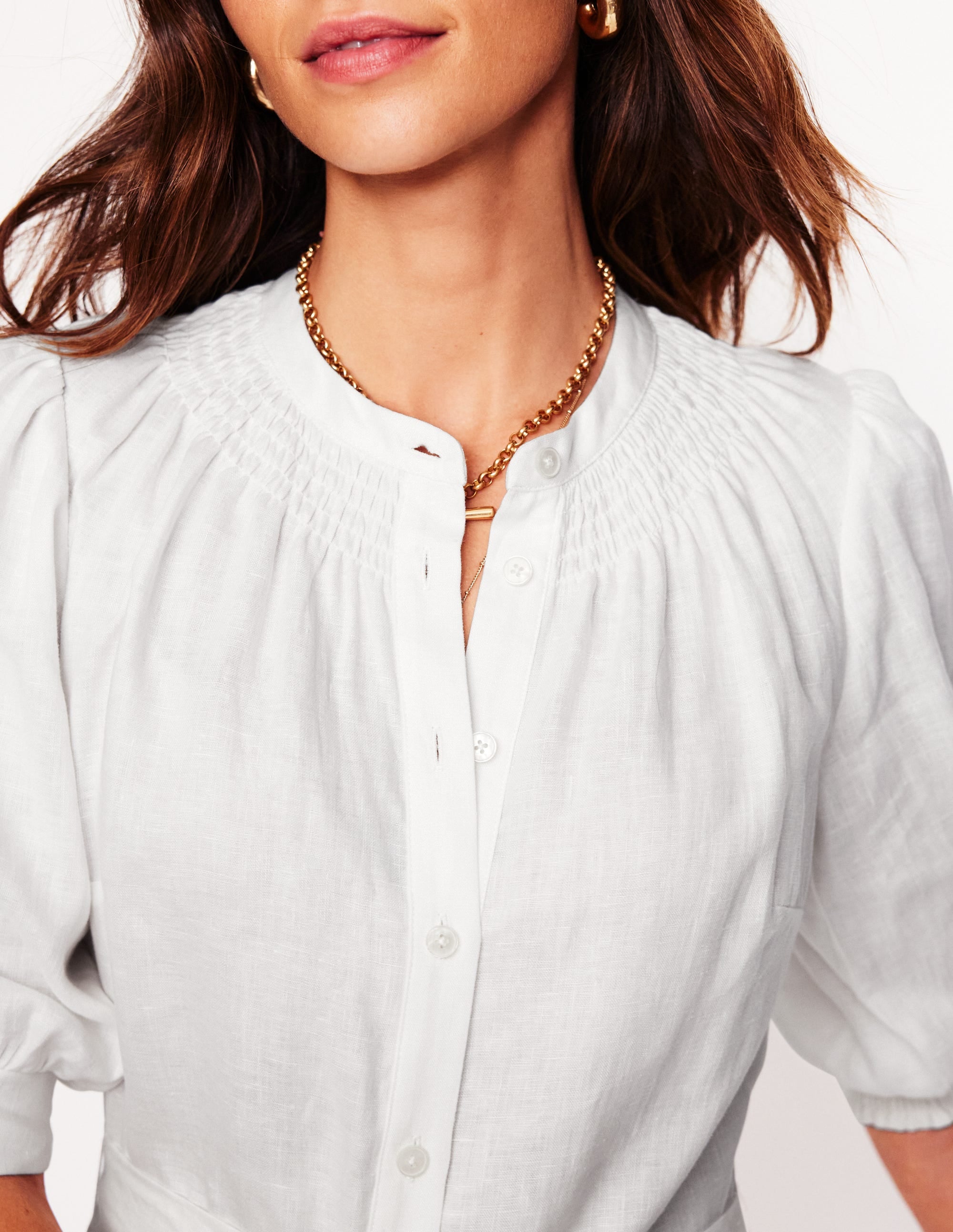 Robe courte Ada en lin-Blanc - Image 2