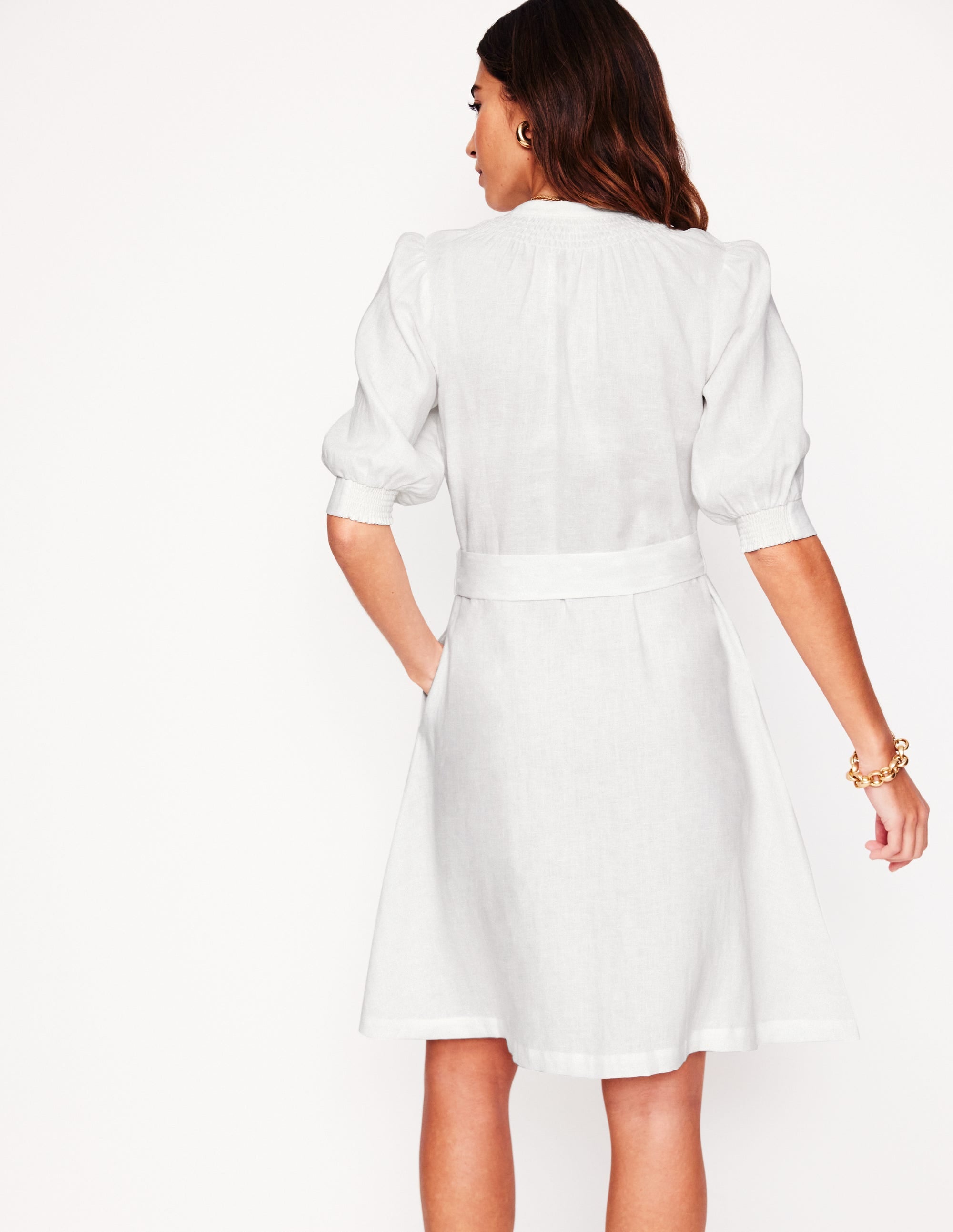 Robe courte Ada en lin-Blanc - Image 3