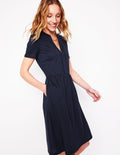 Robe Naomi à manches courtes-Bleu marine