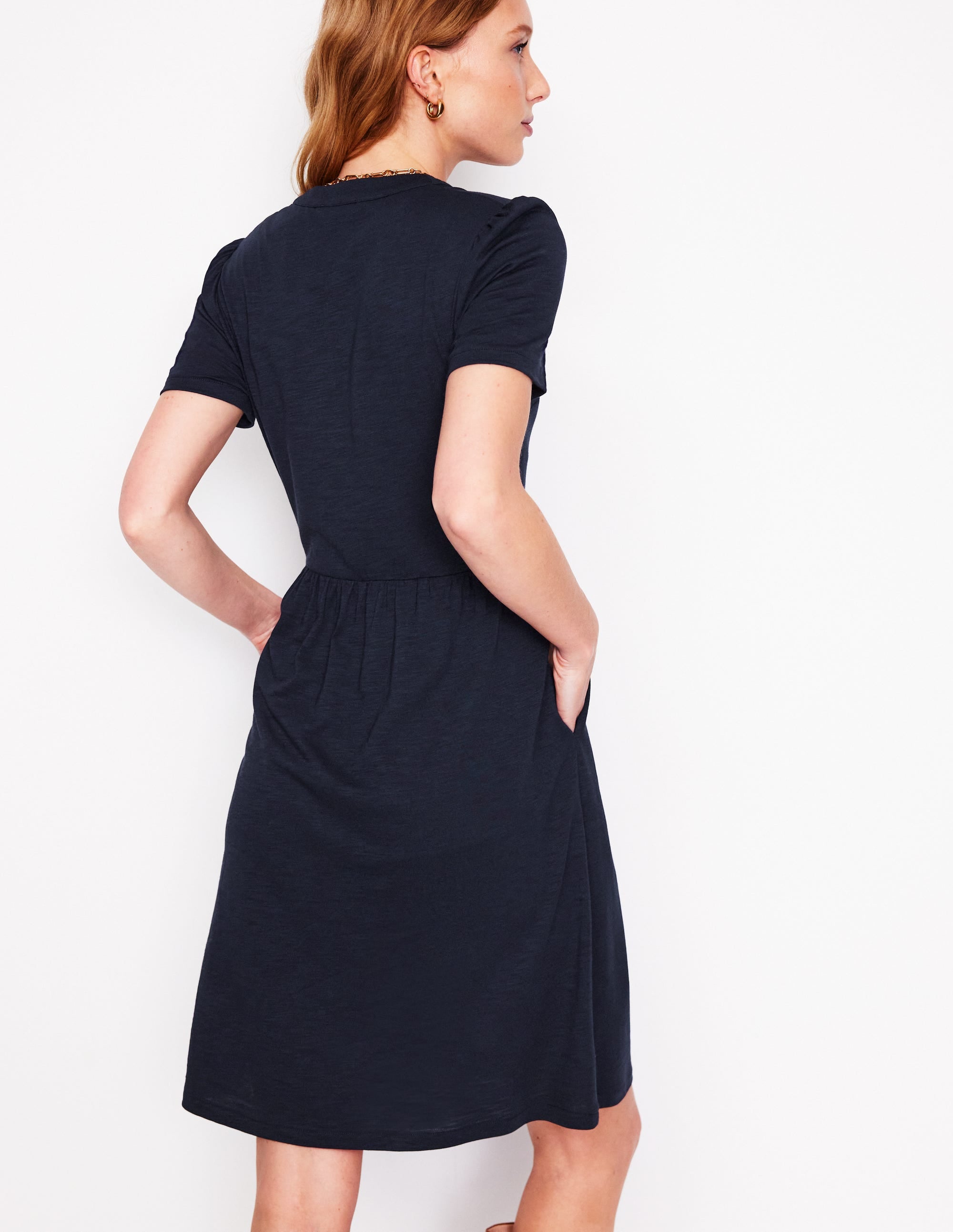 Naomi Kurzärmliges Kleid-Marineblau - Image 3