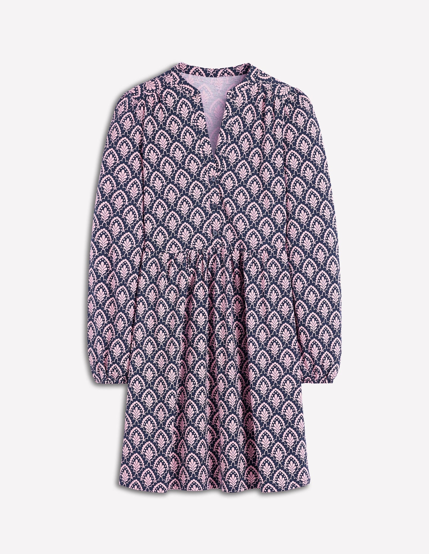 Amy Kurzes Jerseykleid-Französisches Marineblau, Blumenterrasse