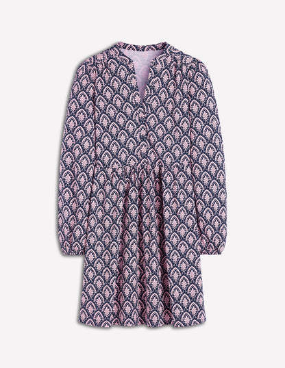 Amy Kurzes Jerseykleid-Französisches Marineblau, Blumenterrasse-6