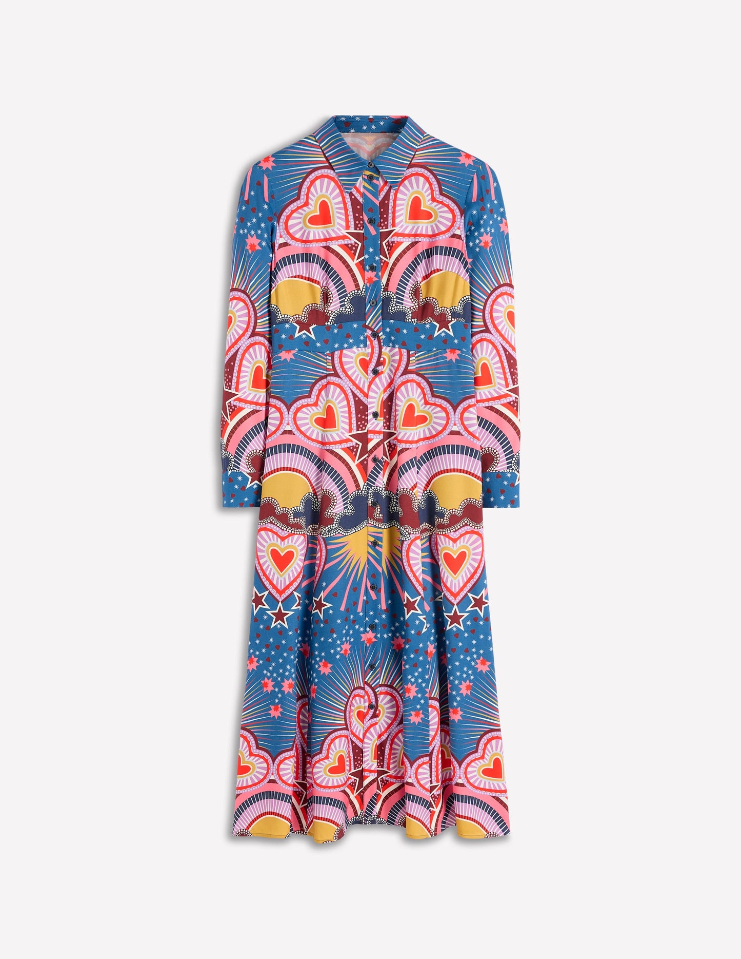 Robe-chemise à motif pêle-mêle et taille empire-Cœur multi