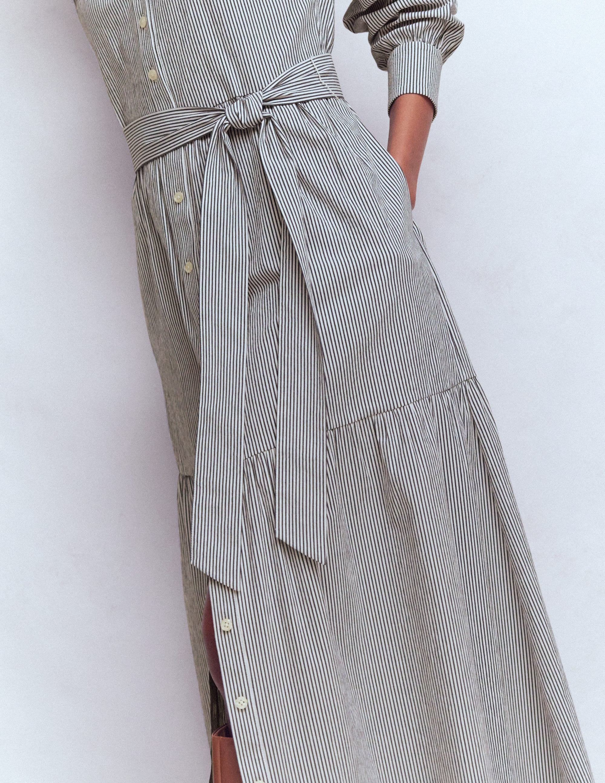 Ellie Maxi-Hemdblusenkleid aus Baumwolle-Texturiert Streifen - Image 2