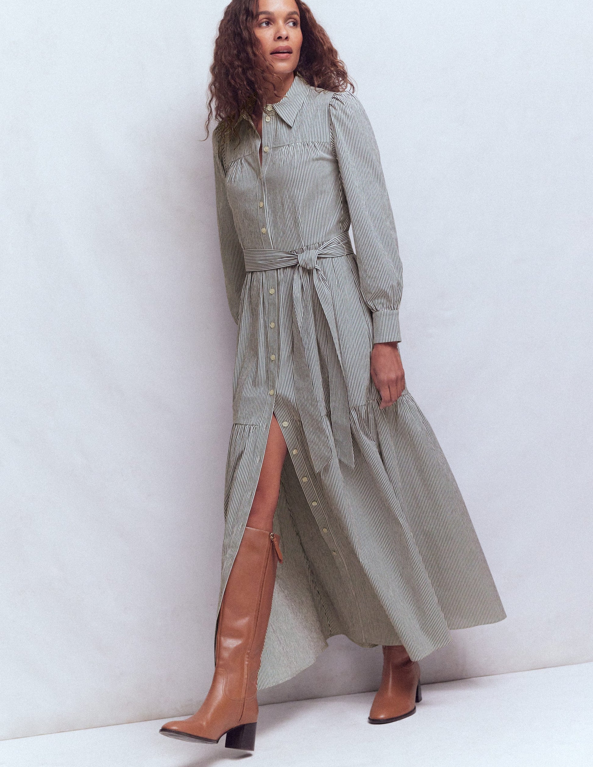 Ellie Cotton Maxi Shirt Dress-Texture Stripe-4