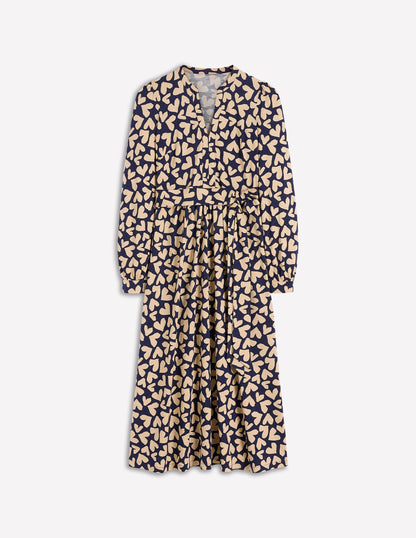 Naomi Langärmliges Jerseykleid-Französisches Marineblau, Herzstreuung-5