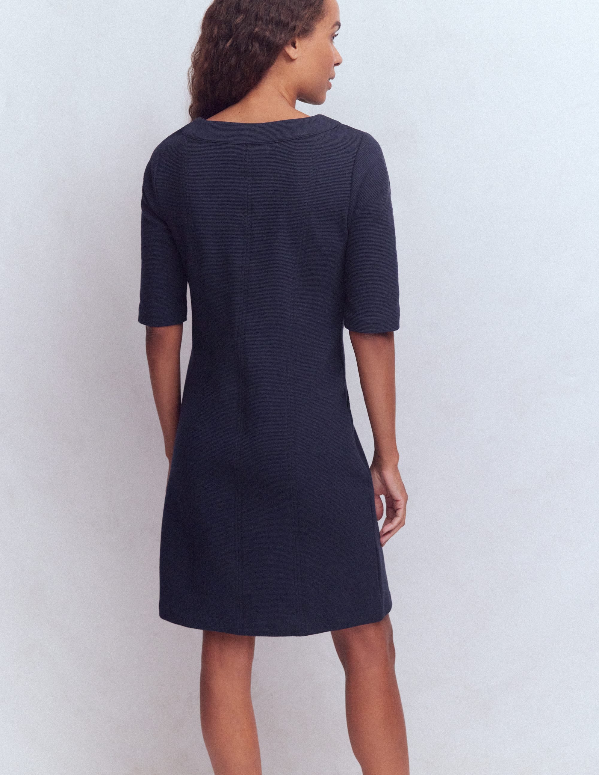 Robe droite Nessa en ottoman-Bleu marine - Image 3