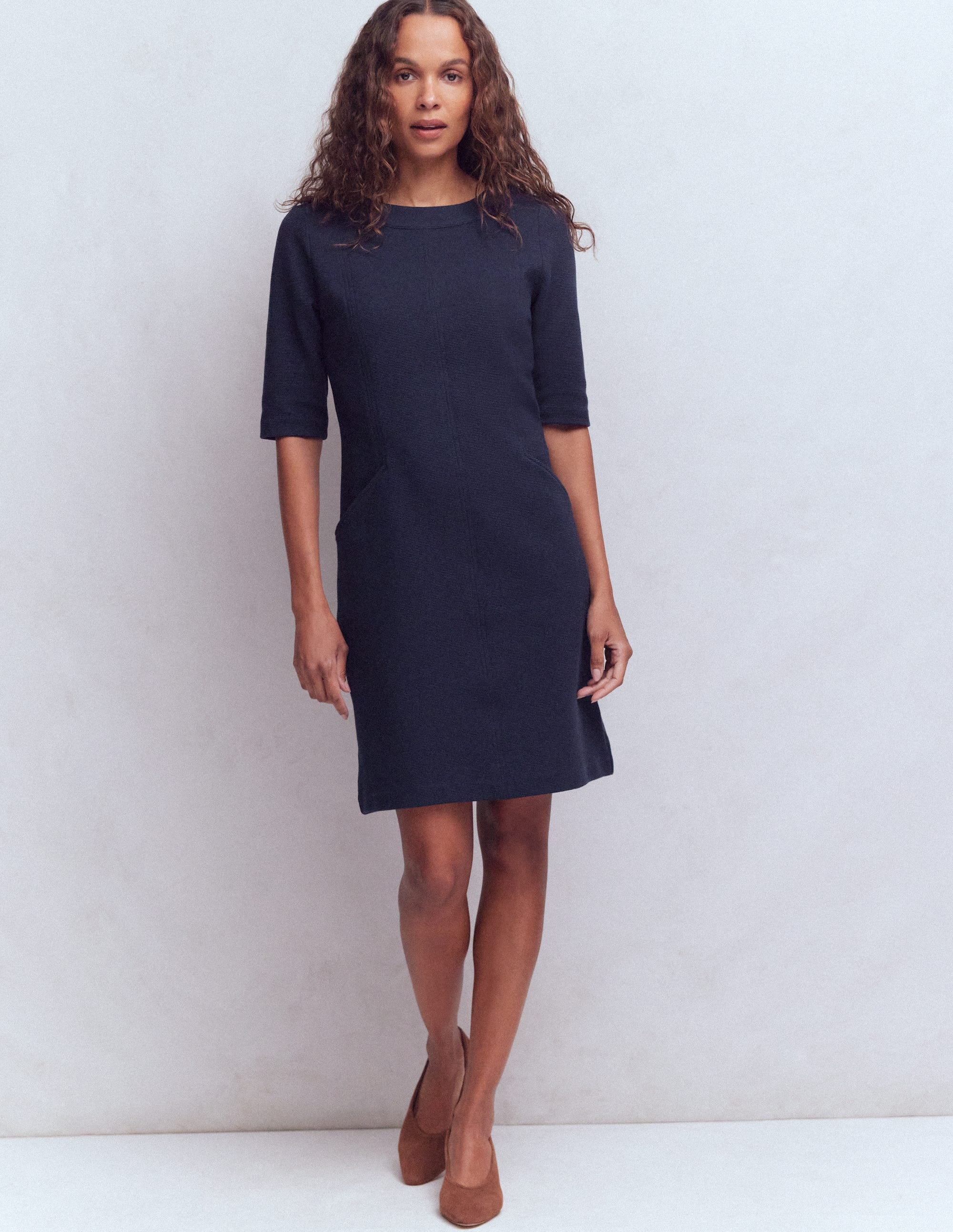 Robe droite Nessa en ottoman-Bleu marine - Image 4