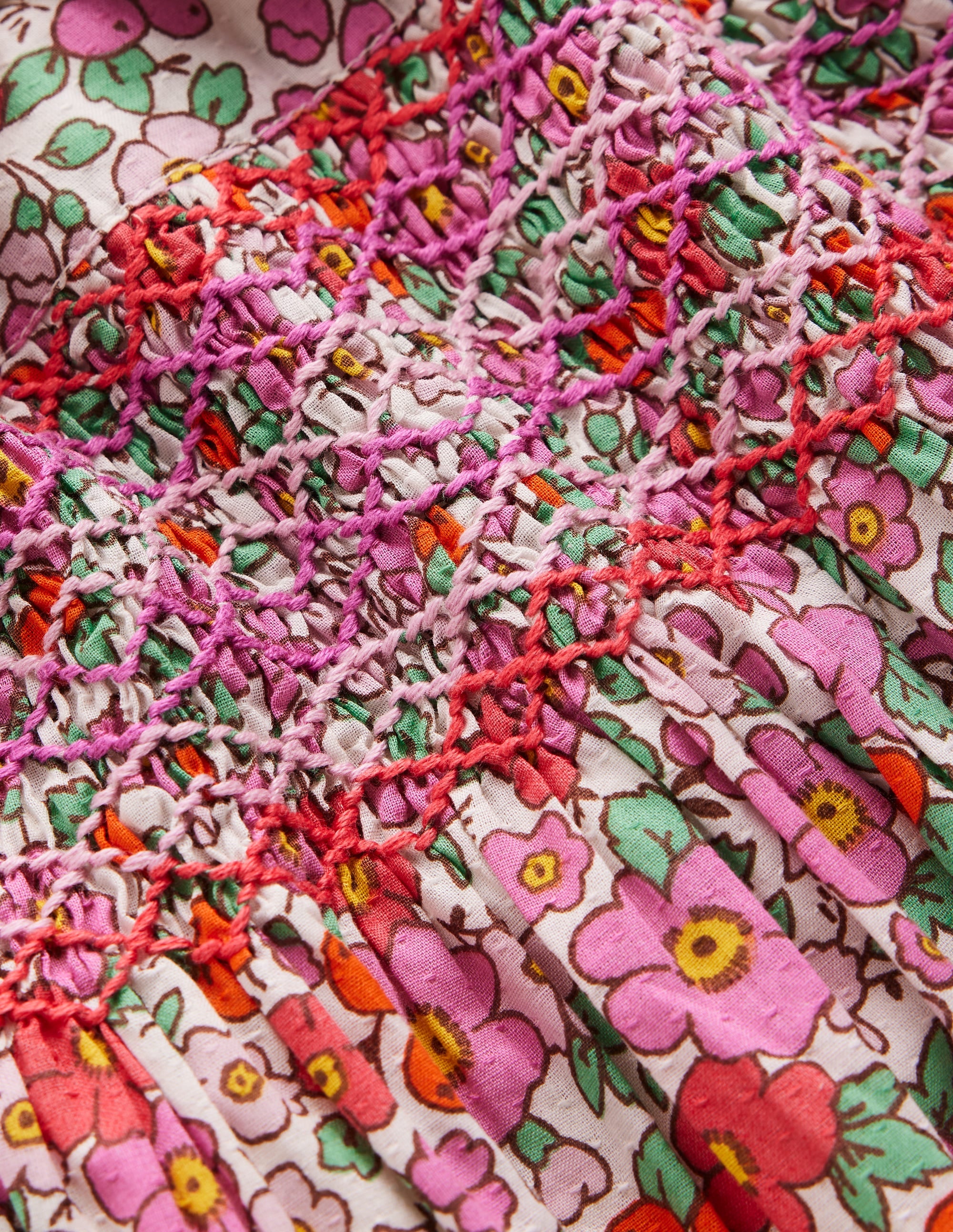 Robe Adeline à smocks-Fleur de pommier rose - Image 3