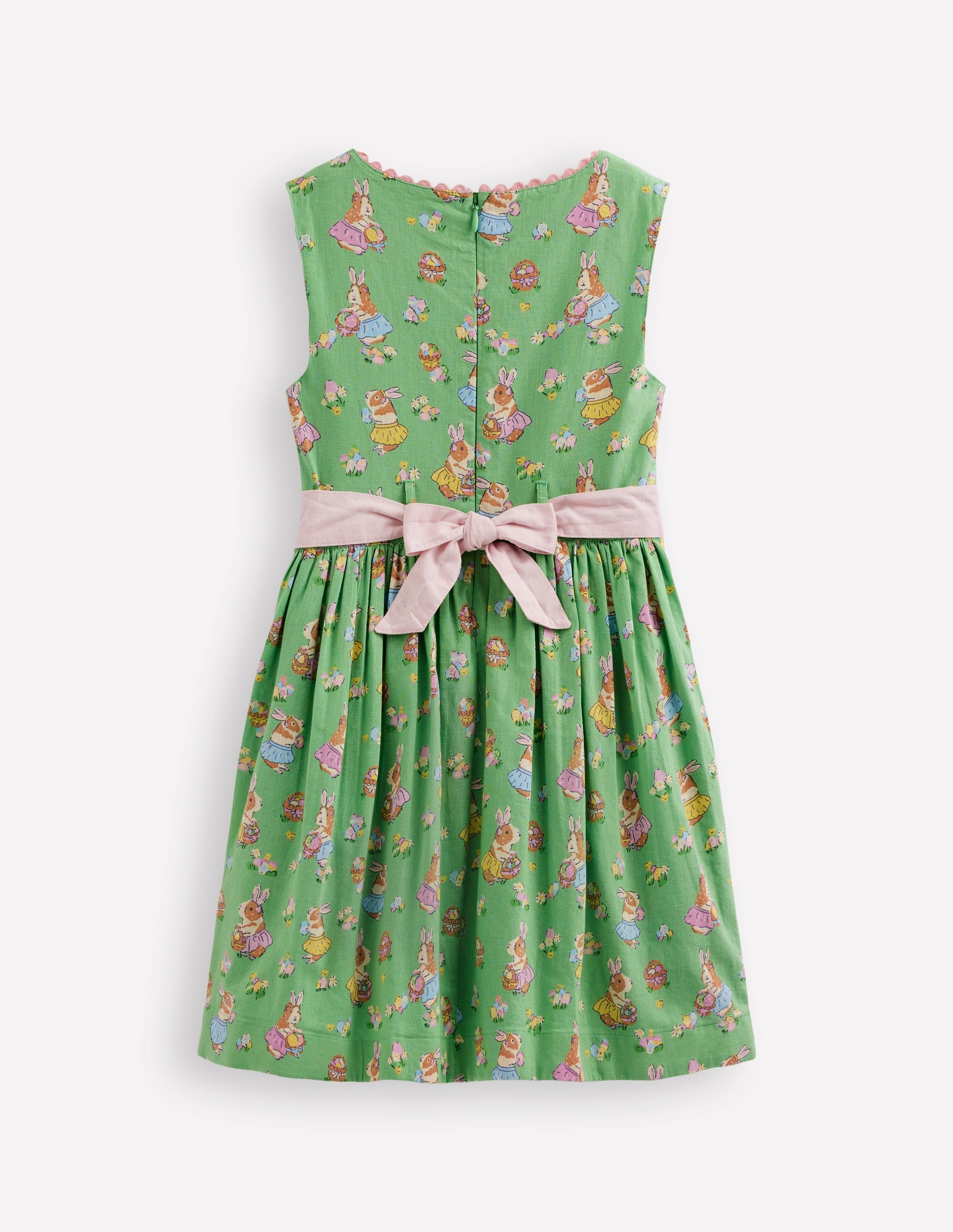 Vintage-Kleid aus Baumwolle und Leinen-Grün Ostern Meerschweinchen - Image 2