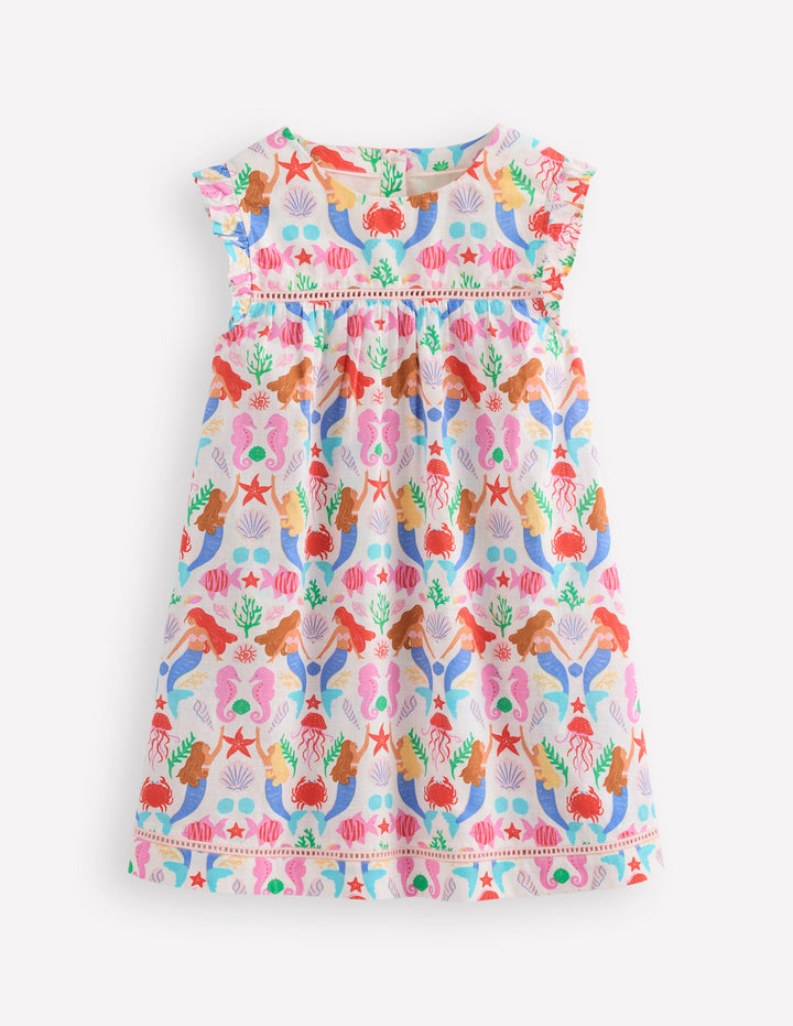 Celia Gewebtes Urlaubskleid-Naturweiß, Meerjungfrauen