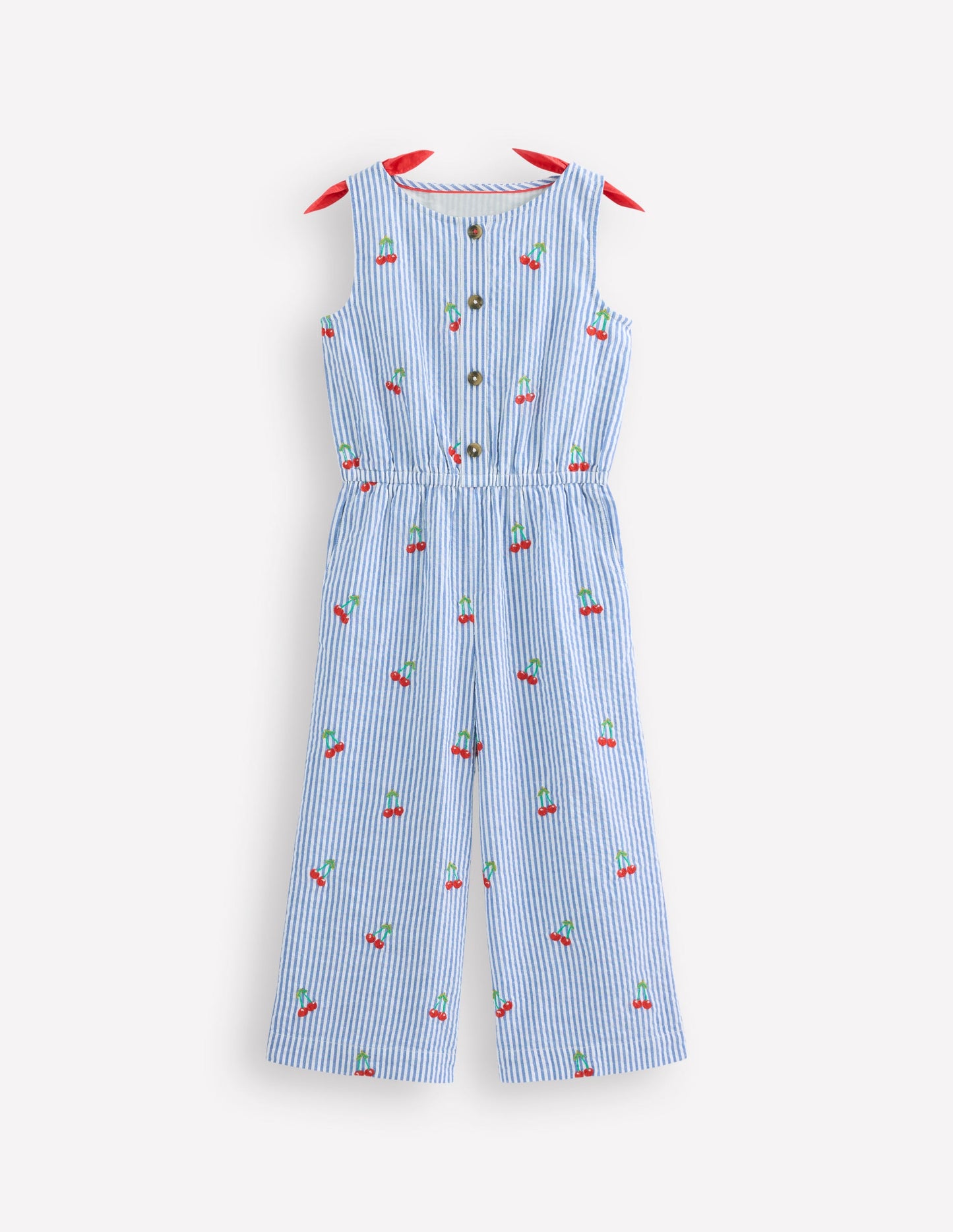 Jumpsuit mit weitem Bein-Kirsche Stickerei