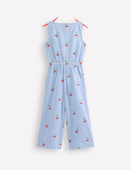 Jumpsuit mit weitem Bein-Kirsche Stickerei