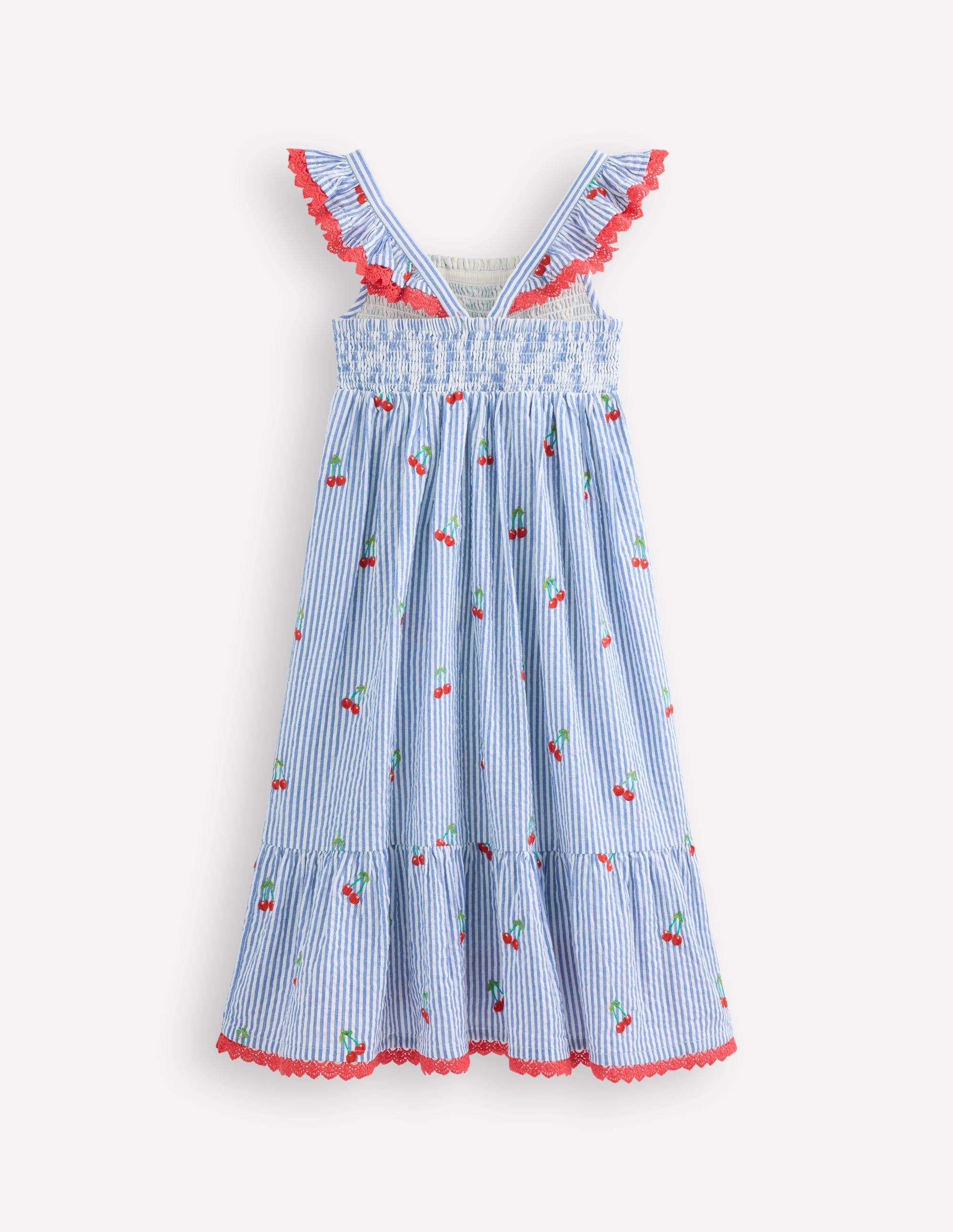Robe d'été longue Luella volantée-Cerises bleu/blanc - Image 2