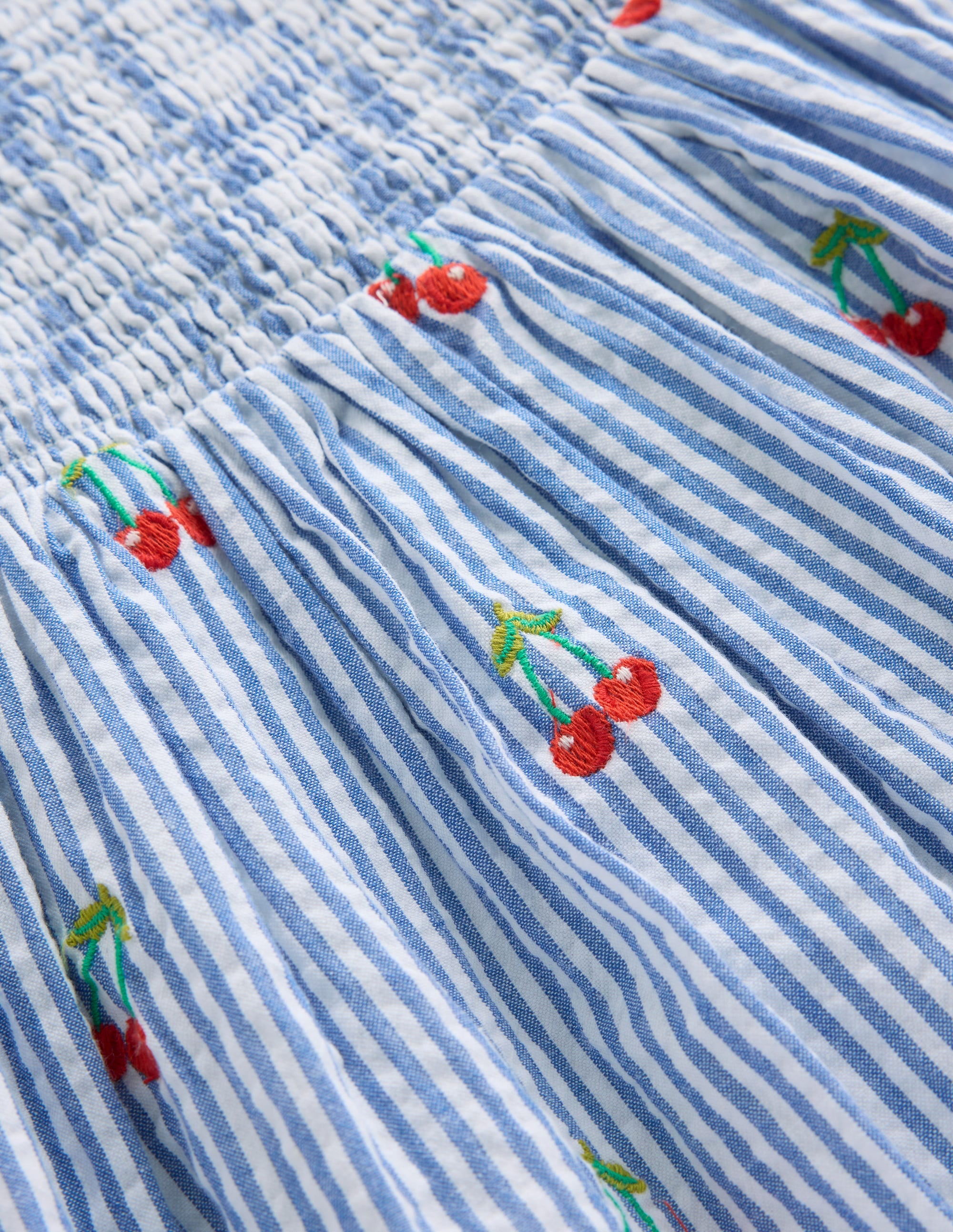 Robe d'été longue Luella volantée-Cerises bleu/blanc - Image 3