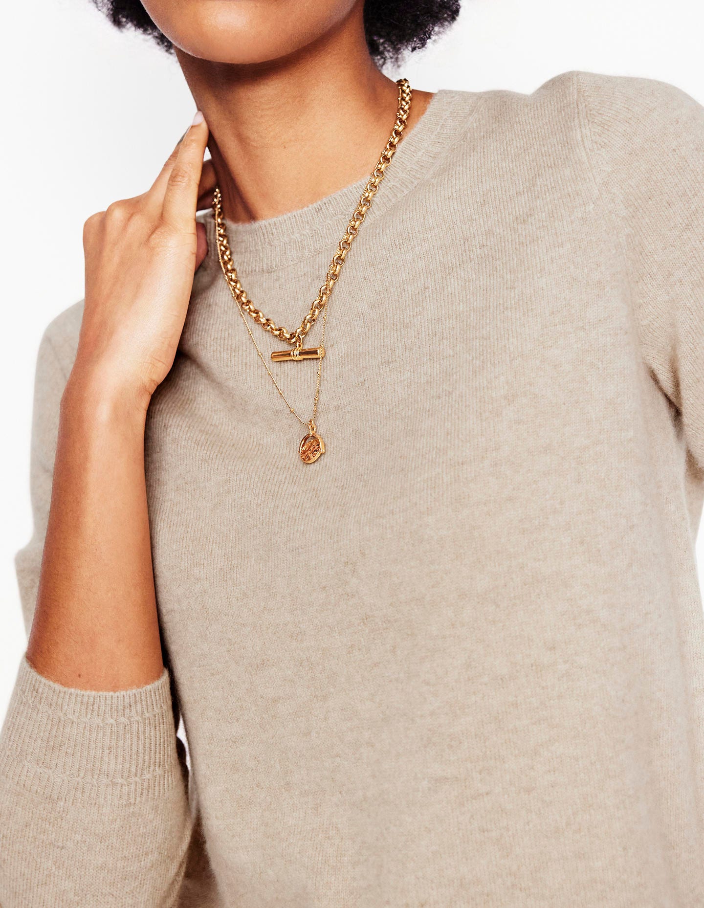 Pull Eva col rond en cachemire-Chinchilla Chiné