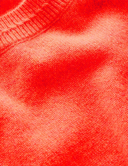 Eva Kaschmirpullover mit Rundhalsausschnitt-Feuerorange Meliert-6