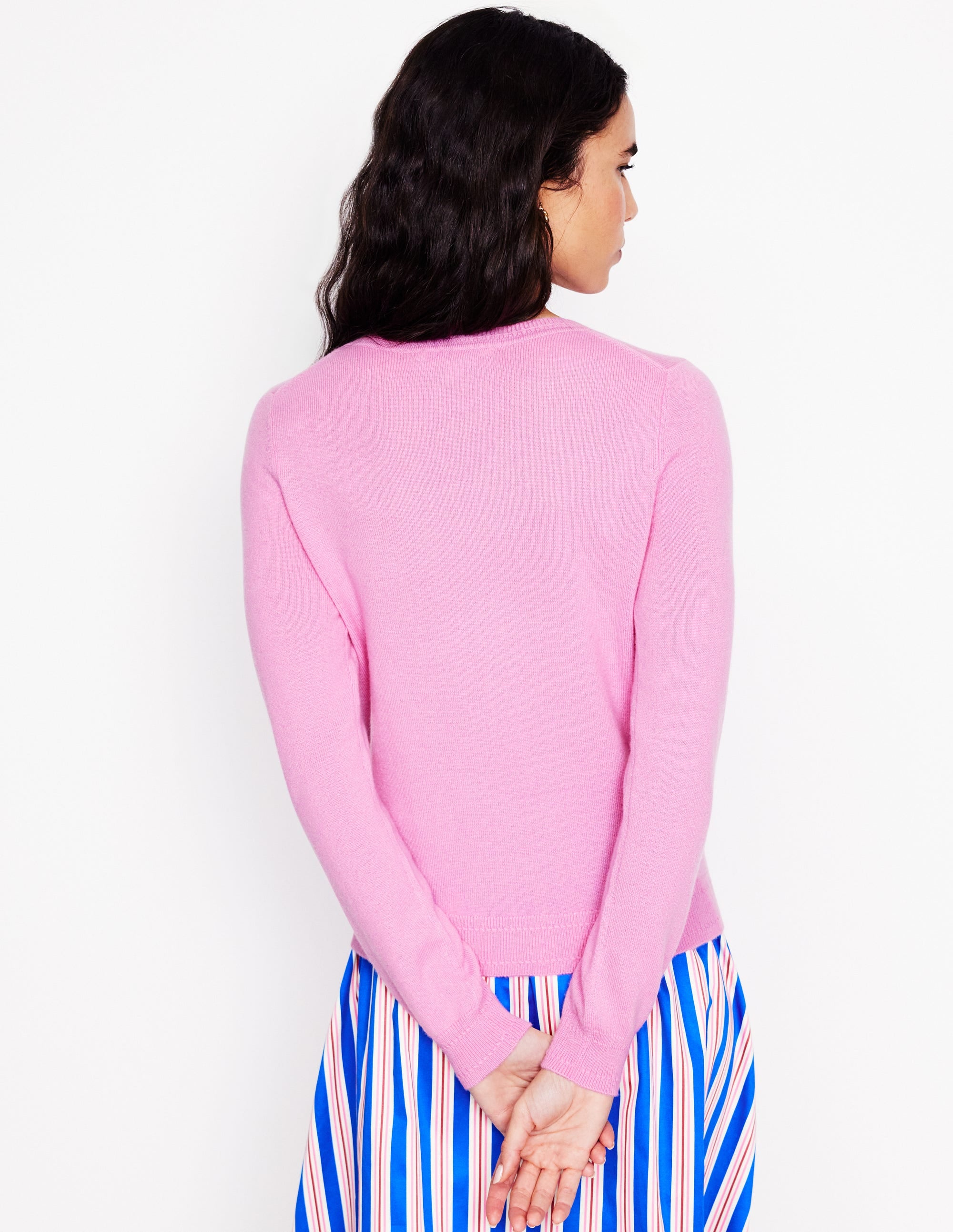 Pull Eva col rond en cachemire-Rose reine-des-prés - Image 3