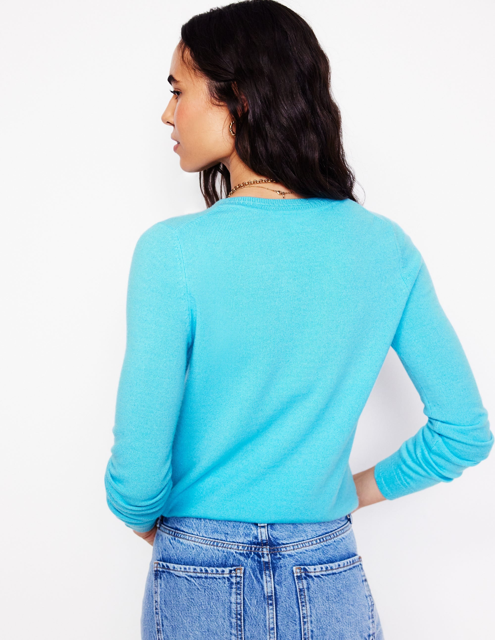 Eva Kaschmirpullover mit Rundhalsausschnitt-Karibikblau - Image 3