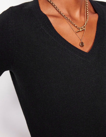 Eva Kaschmirpullover mit V-Ausschnitt-Schwarz-2