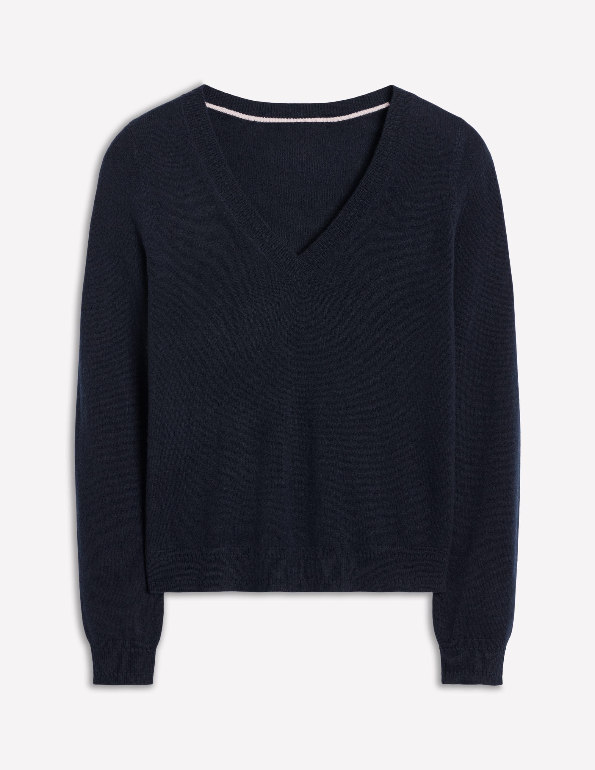 Eva Kaschmirpullover mit V-Ausschnitt-Marineblau - Image 6
