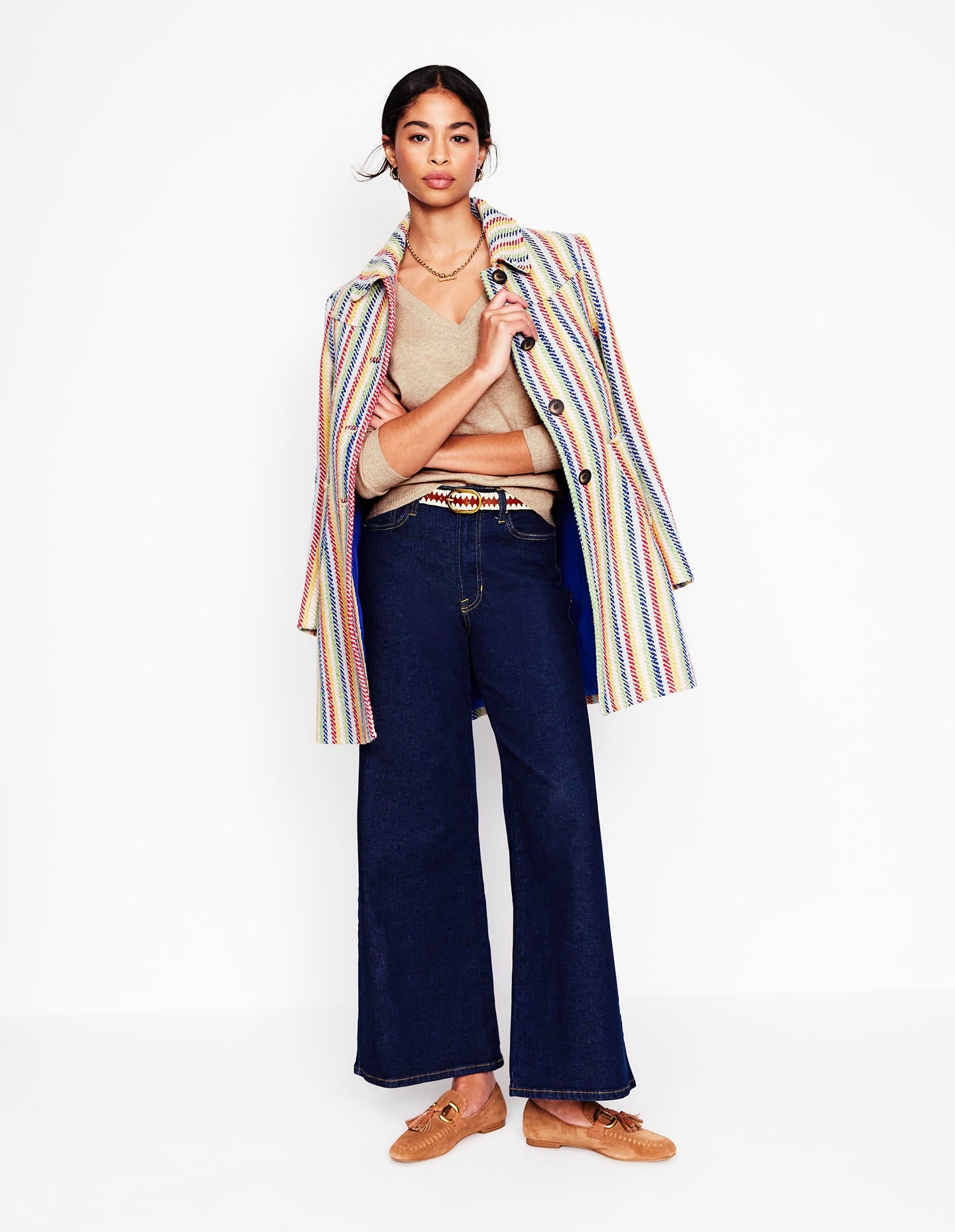 Eva Kaschmirpullover mit V-Ausschnitt-Graubraun Meliert