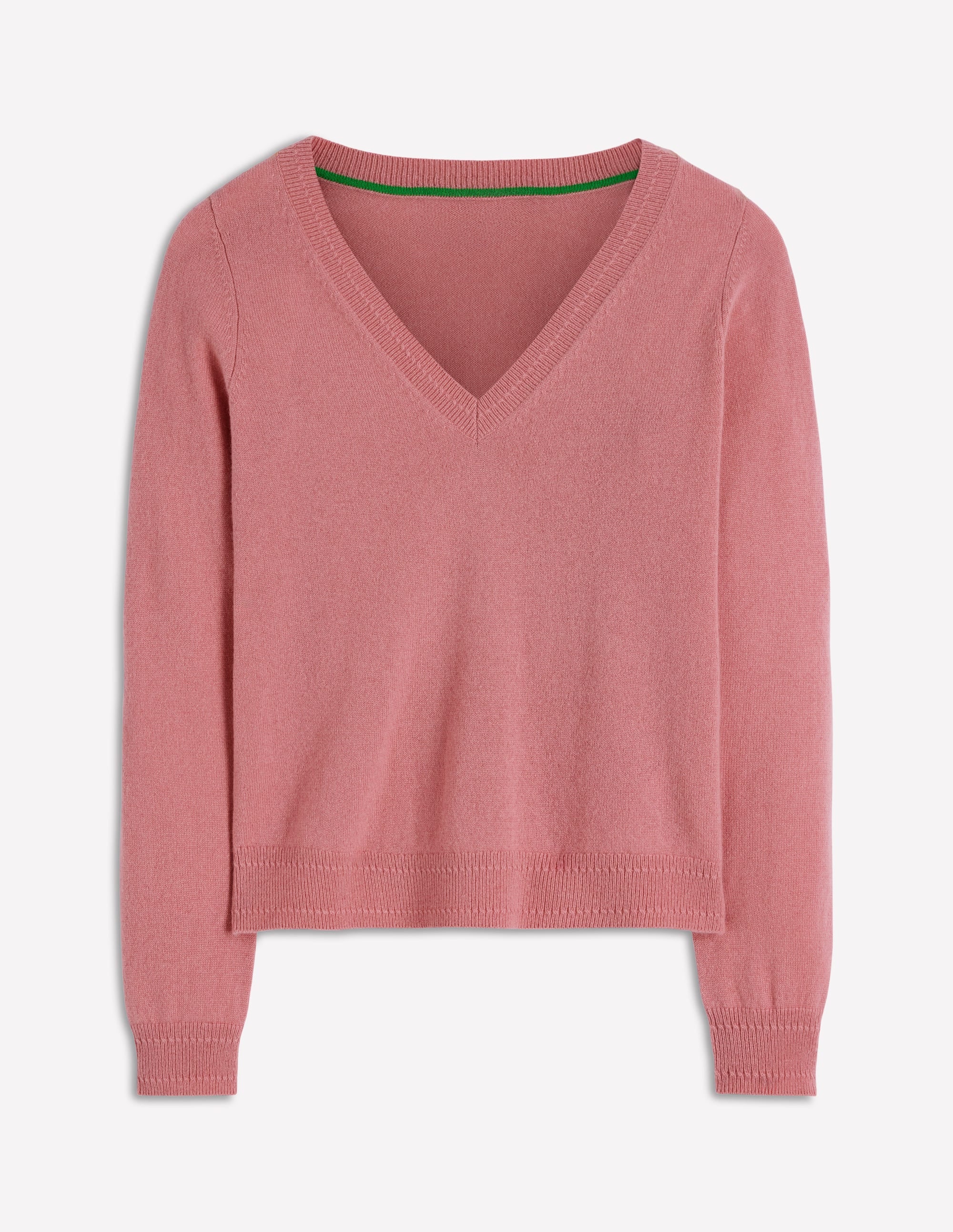 Pull Eva col V en cachemire-Rose camélia - Image 6