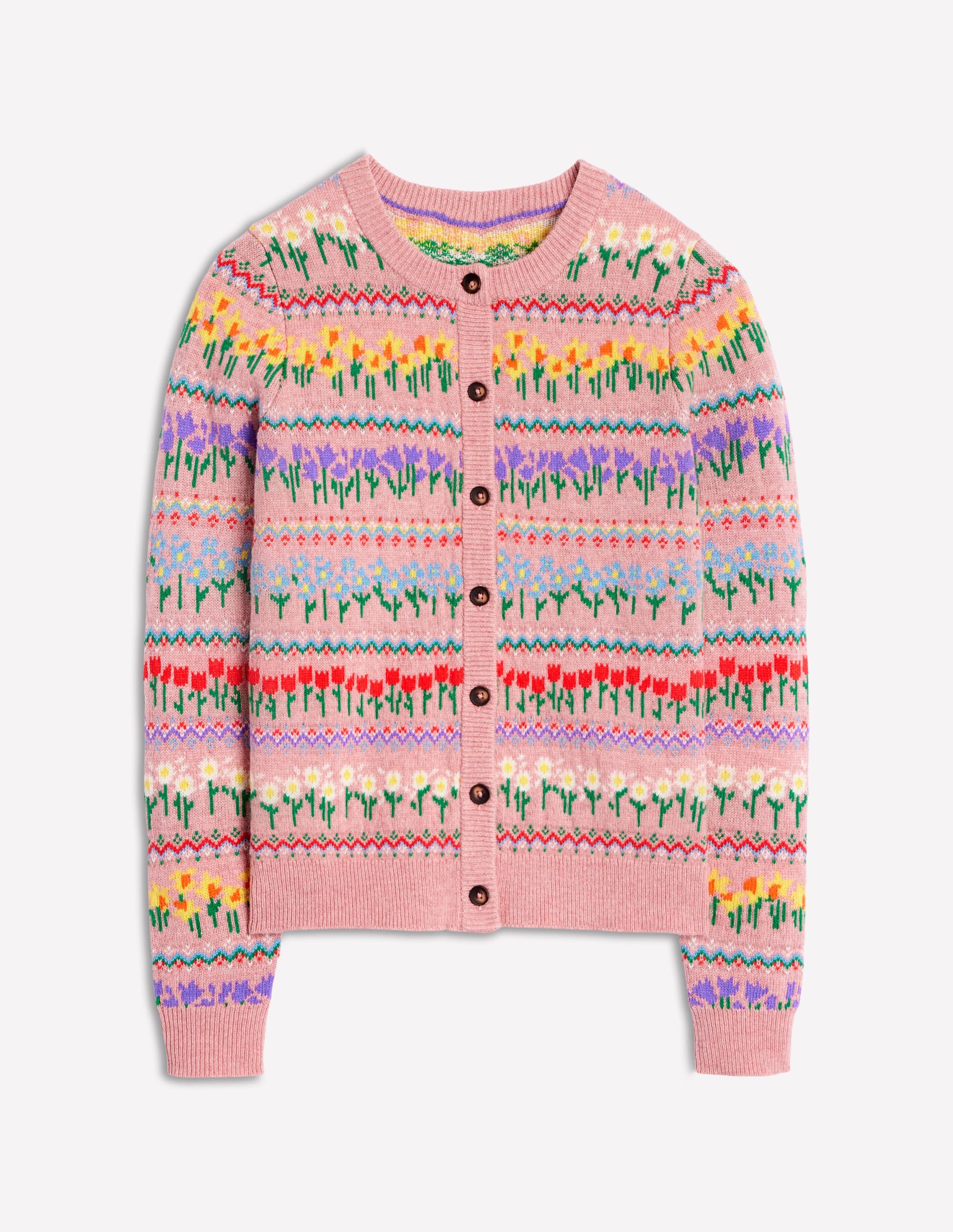 Cardigan Edie à motif jacquard-Rose reine-des-prés, fleurs - Image 9