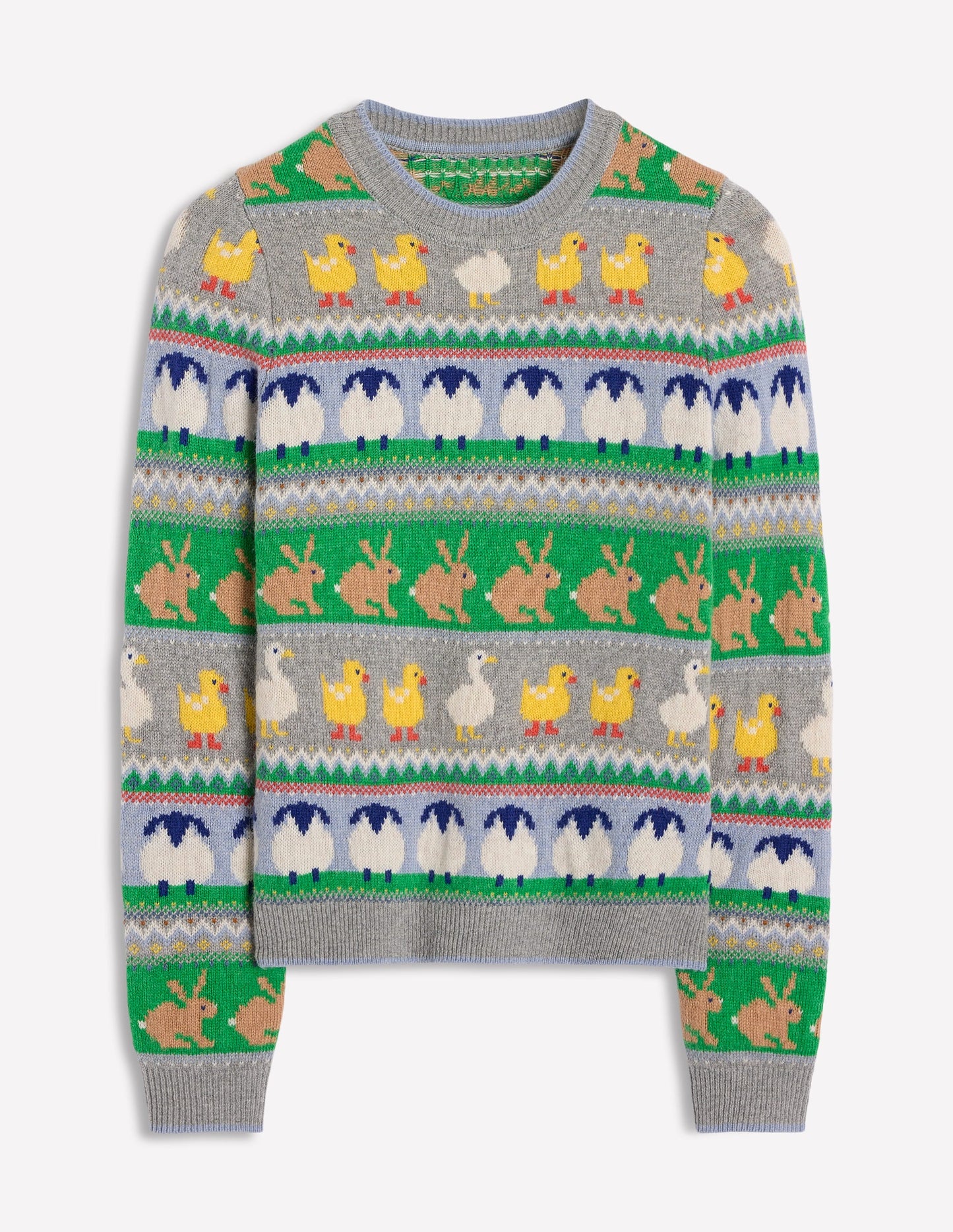 Edie Fair Isle Jumper-Grey Melange, Animal