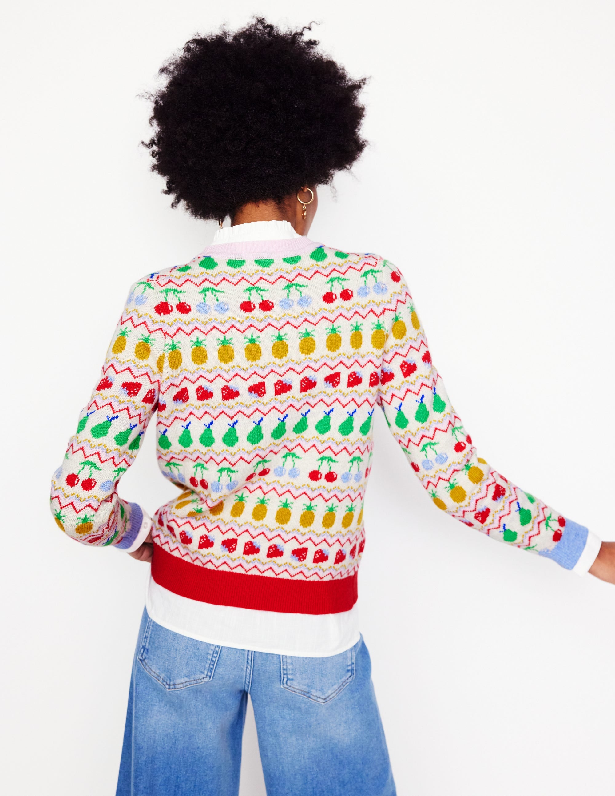 Pull Edie à motif jacquard-Écru chiné, fruit - Image 2