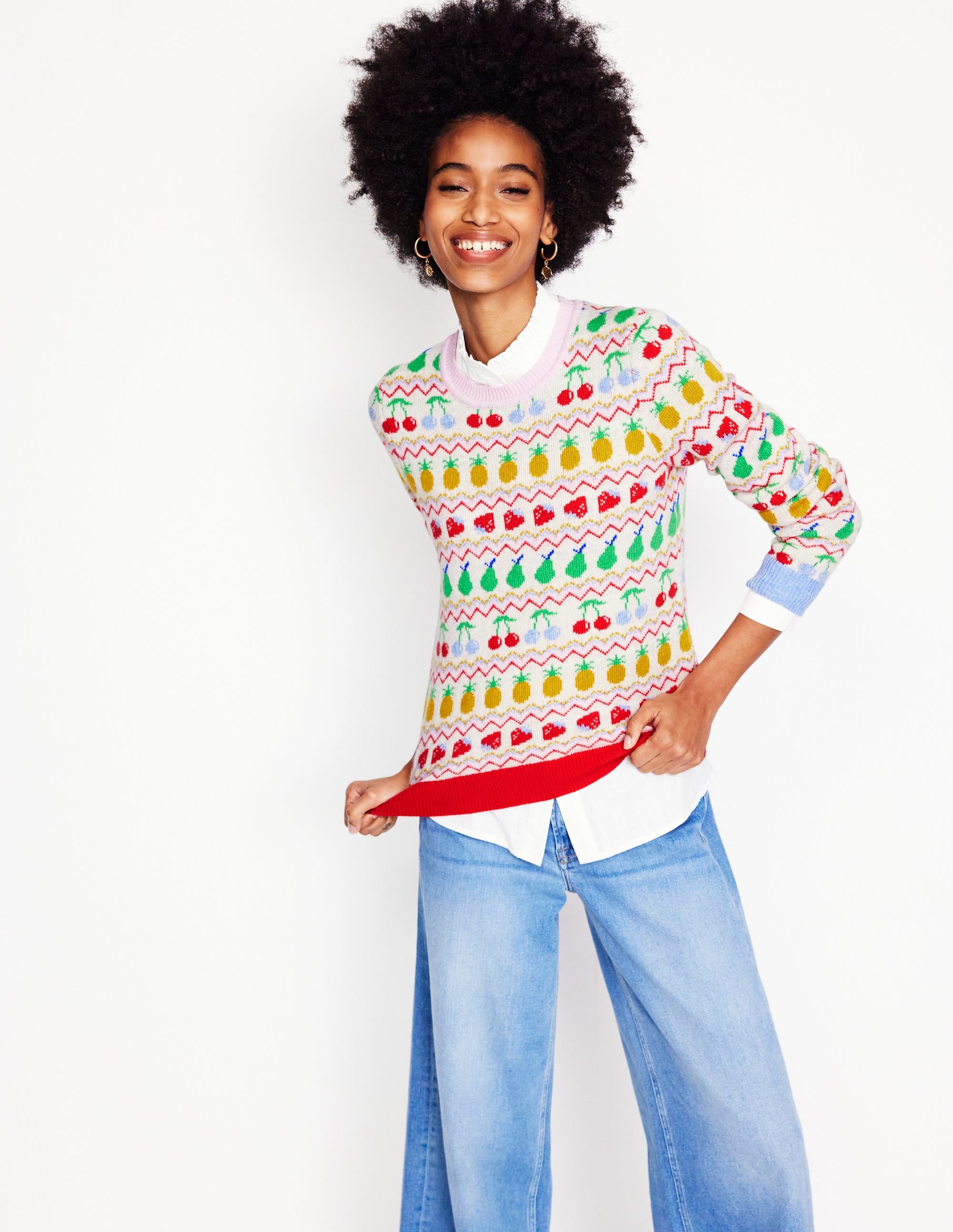 Pull Edie à motif jacquard-Écru chiné, fruit - Image 3