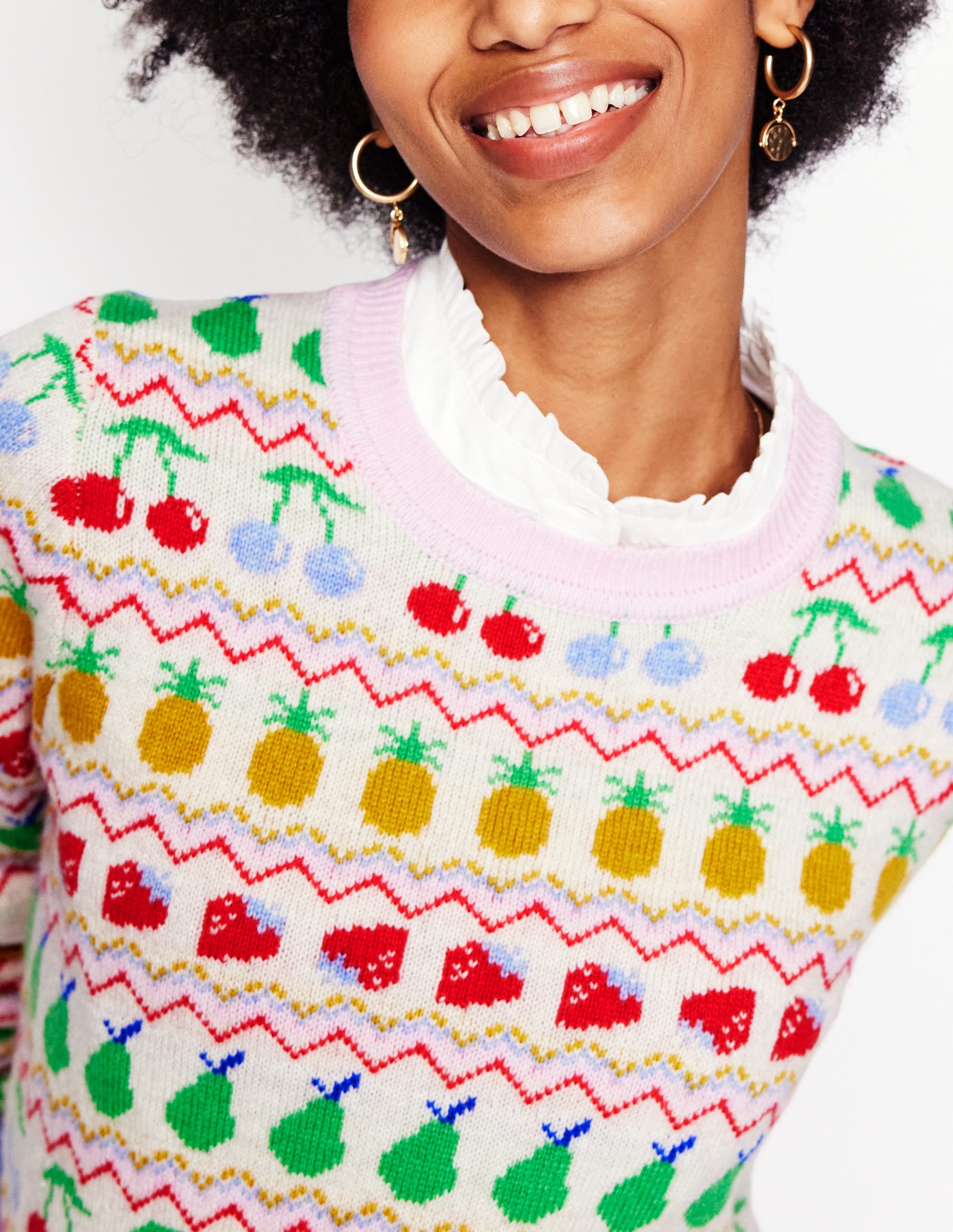 Pull Edie à motif jacquard-Écru chiné, fruit - Image 4