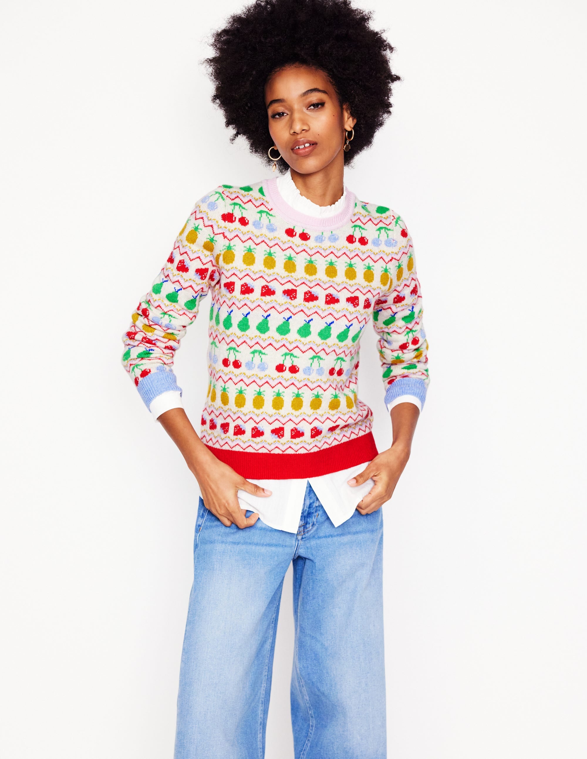 Pull Edie à motif jacquard-Écru chiné, fruit - Image 5