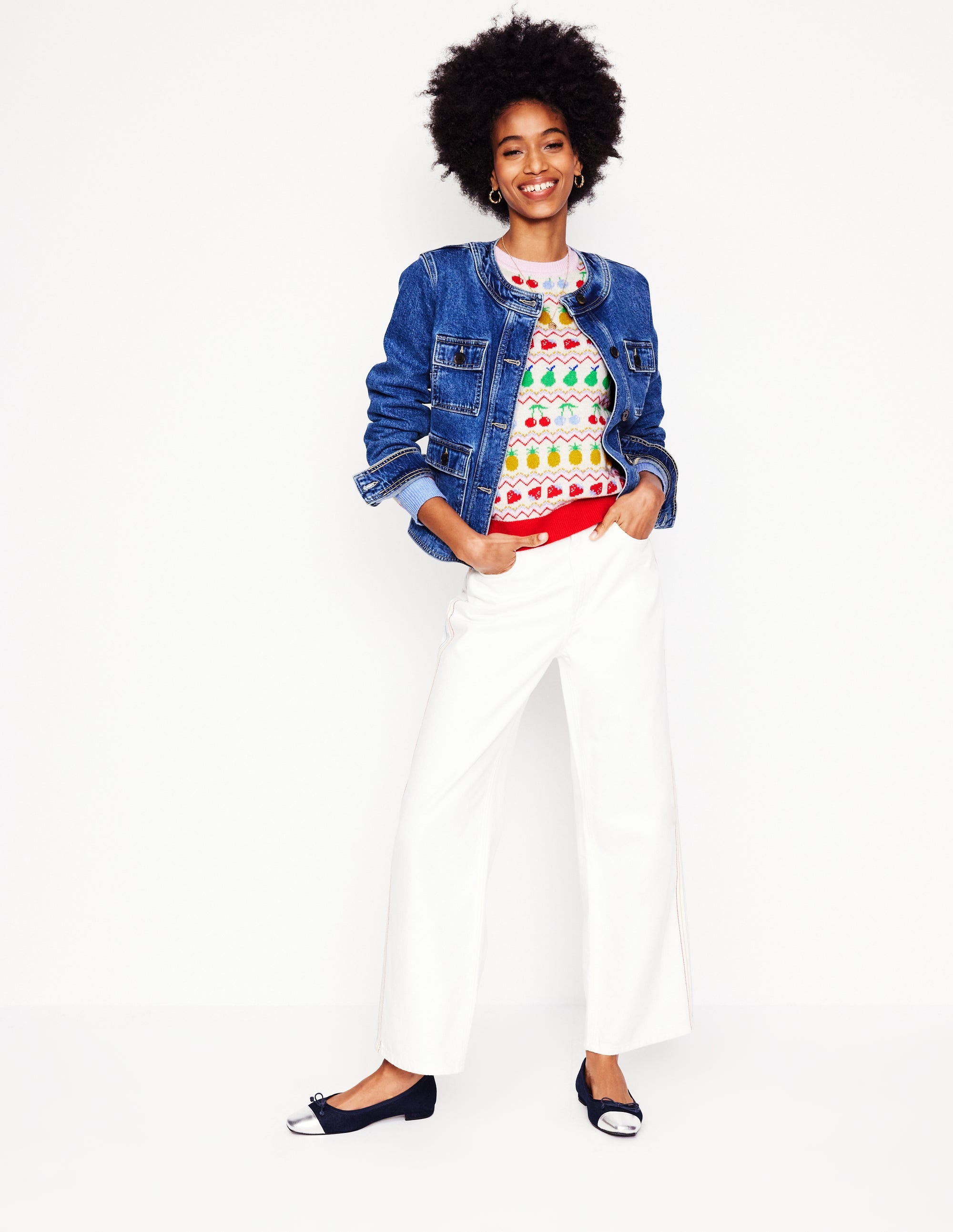 Pull Edie à motif jacquard-Écru chiné, fruit - Image 6