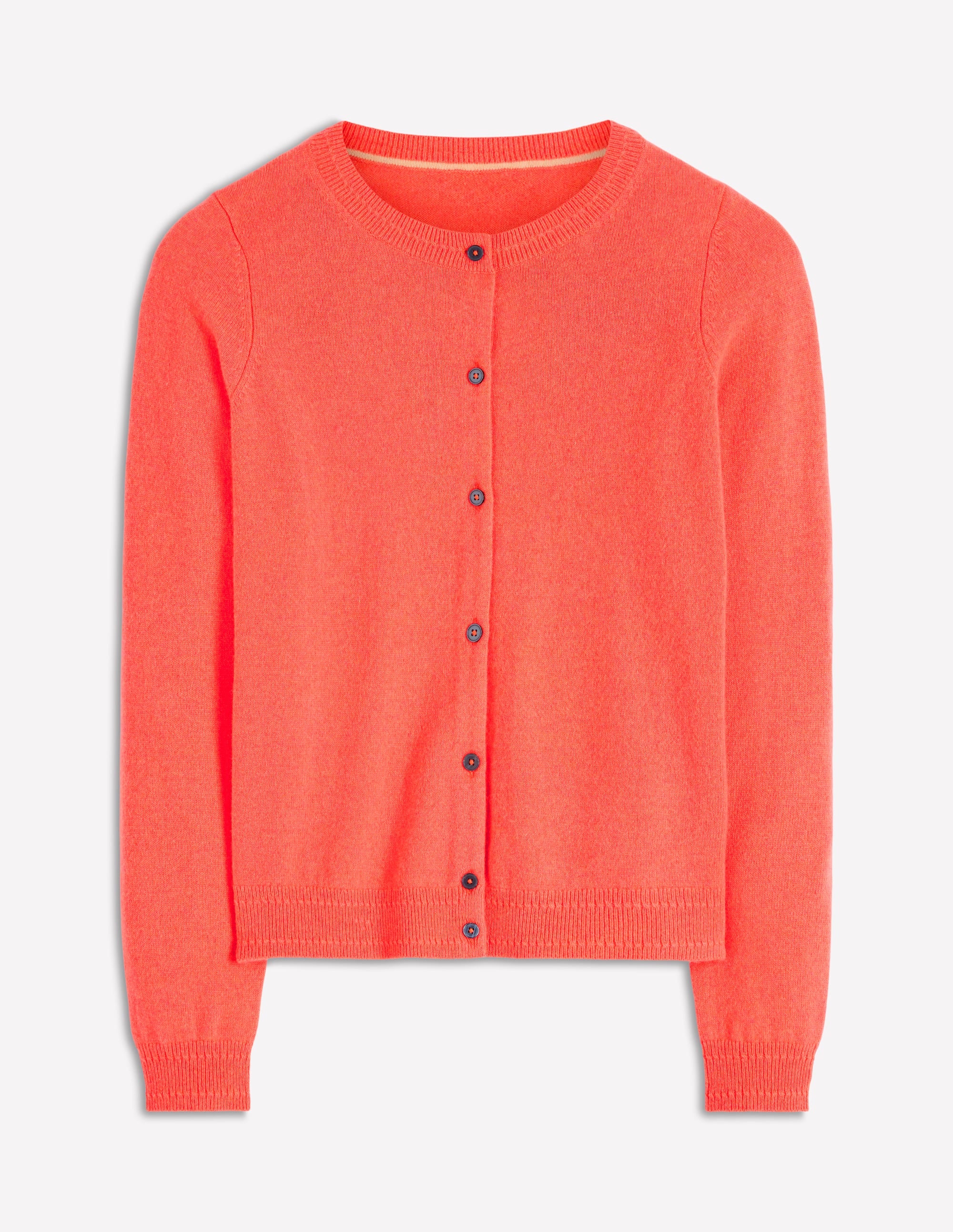 Eva Kaschmir-Strickjacke mit Rundhalsausschnitt-Feuerorange Meliert - Image 6