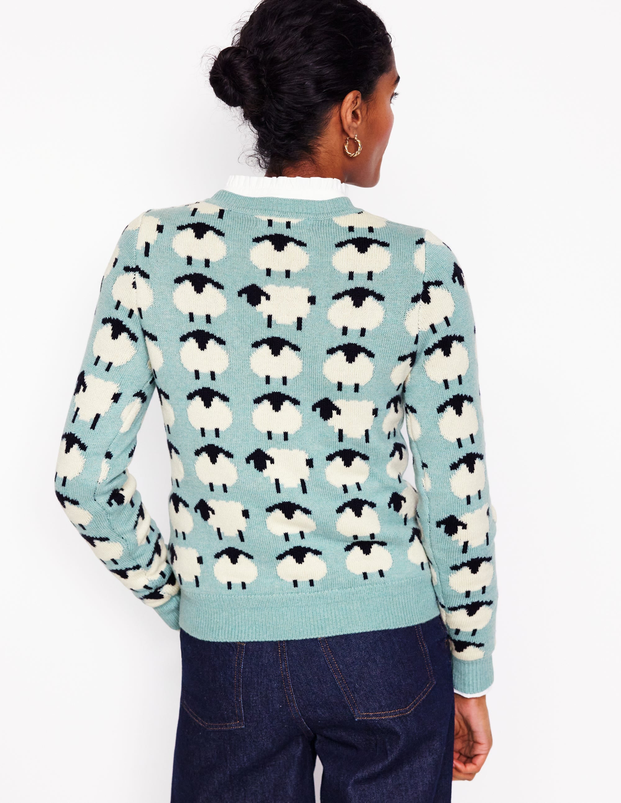 Heather Jacquard-Pullover-Seamist Blue, Schafe - Image 3