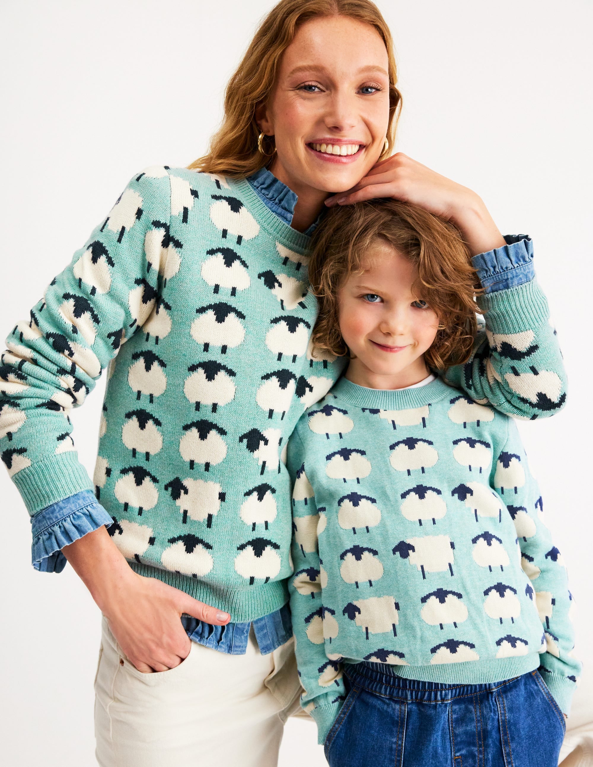 Heather Jacquard-Pullover-Seamist Blue, Schafe - Image 5
